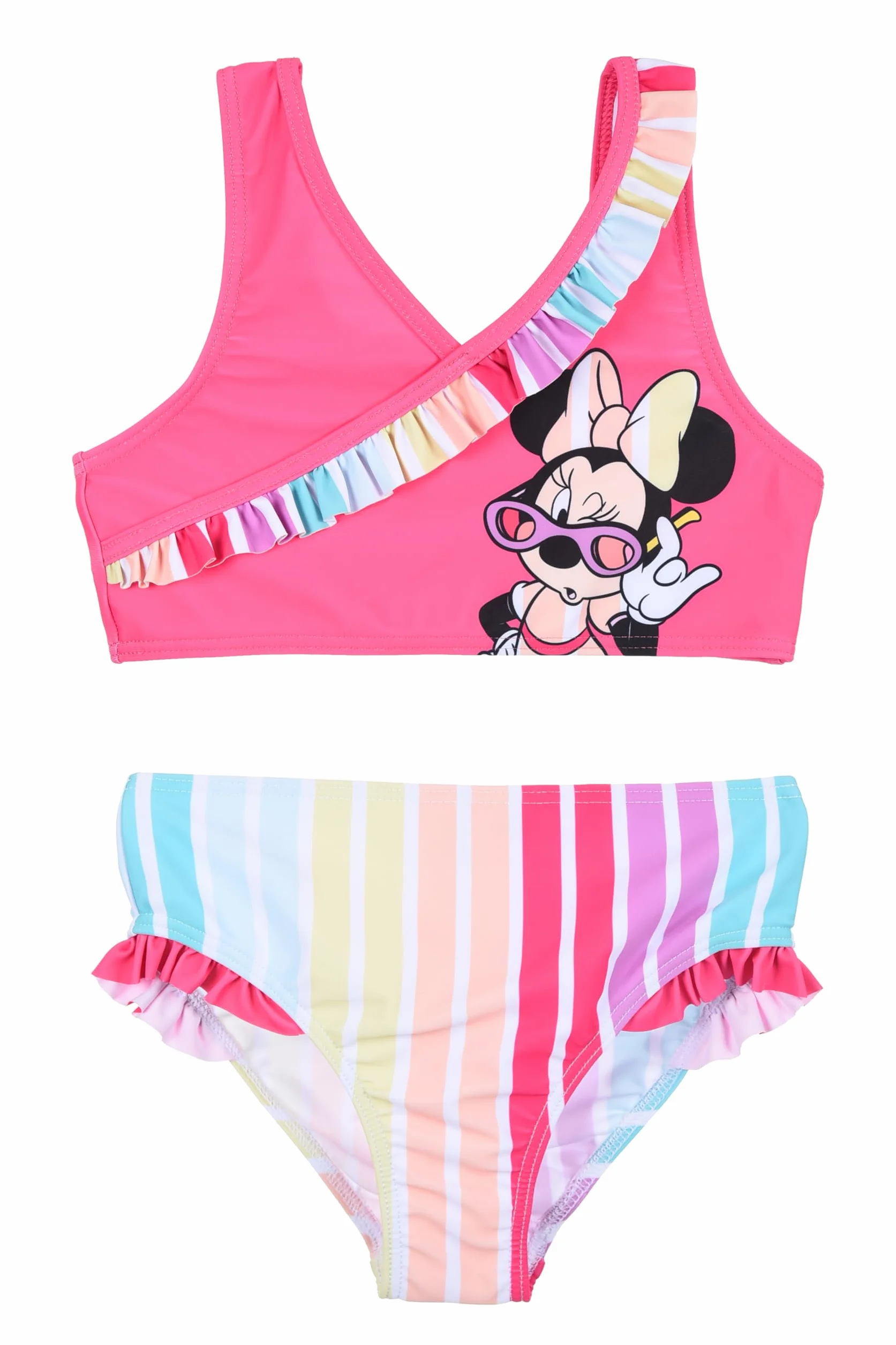 Disney Minnie Mouse Bikini Niña Arcoiris Bañador Dos Piezas Verano Natación Tallas 3-8 Años
