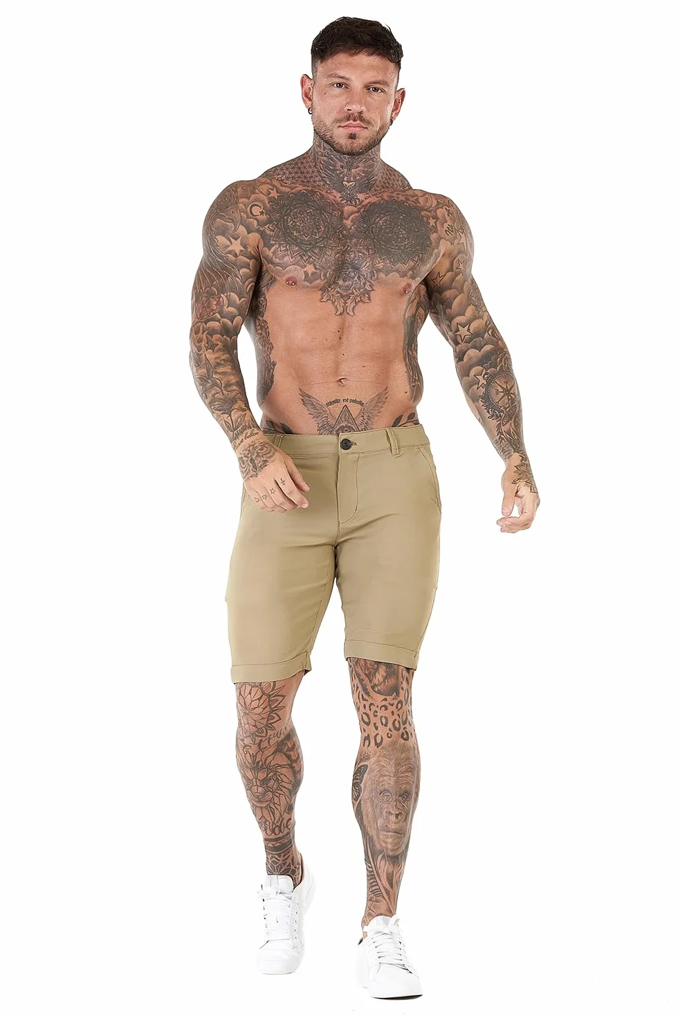 GINGTTO Pantalones Cortos Hombre Slim Fit Vestir Elastico Chinos Shorts