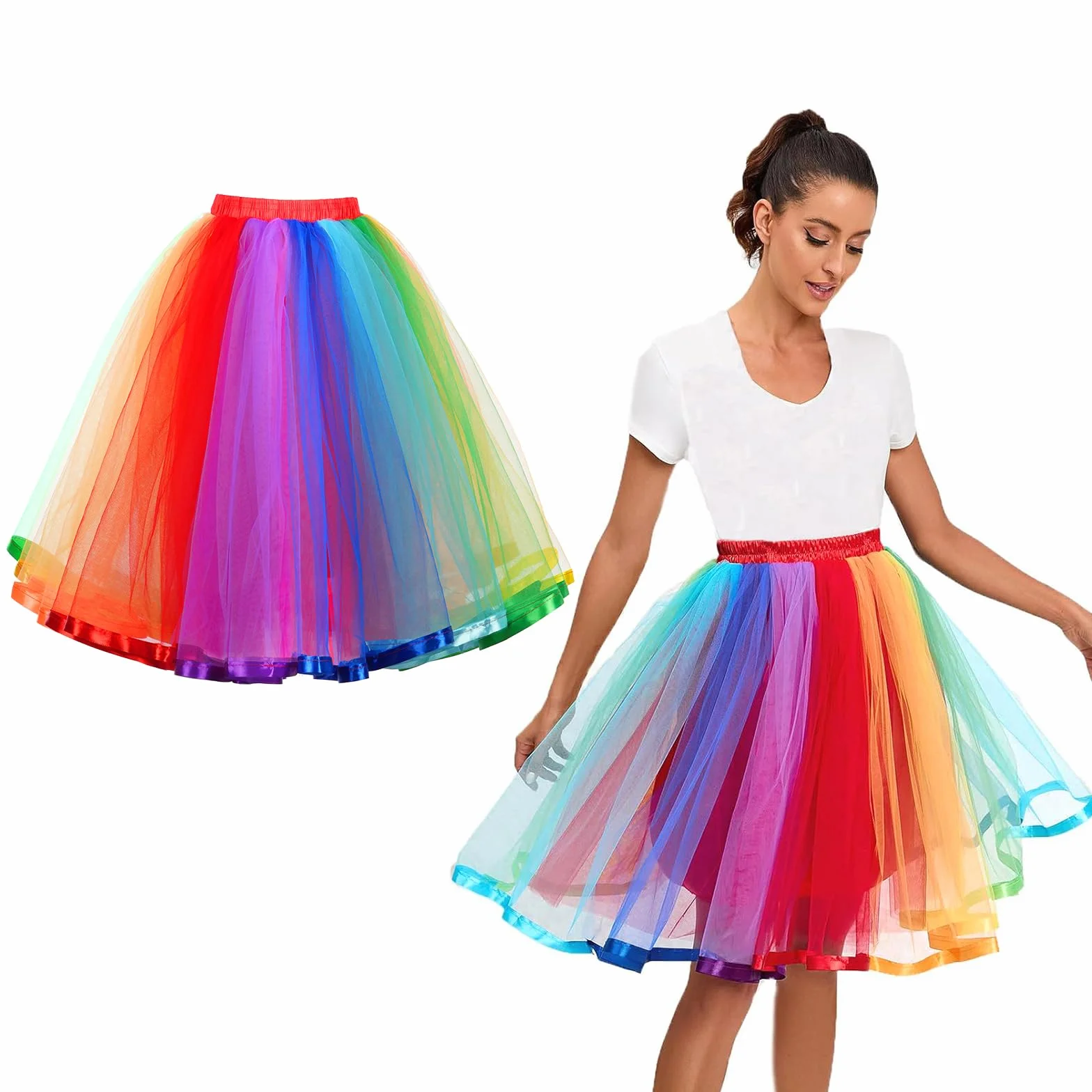 Falda de Tutú para Mujer Retro 80s Disfraz de Ballet Carnaval Halloween