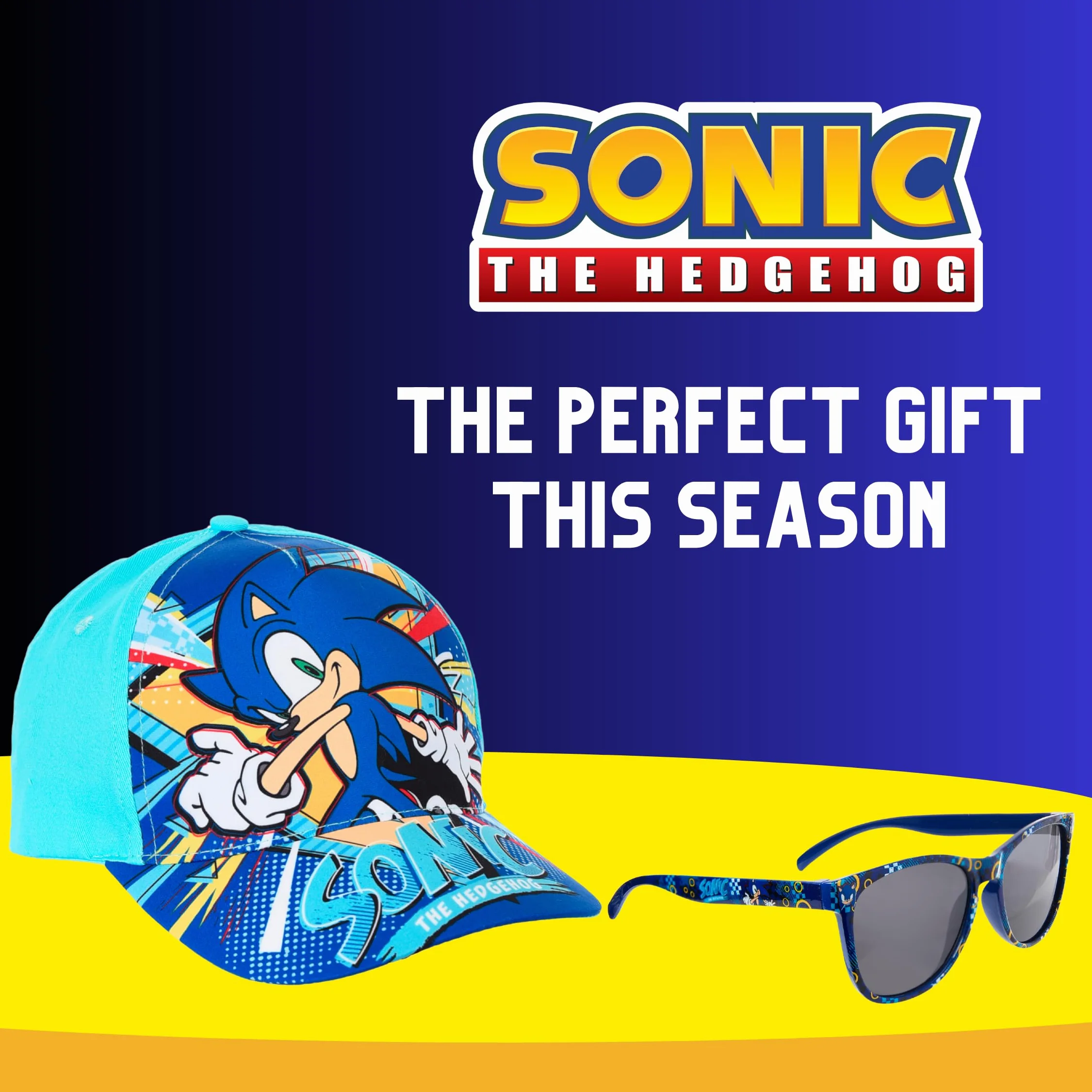 Sonic The Hedgehog Gorra y Gafas de Sol para Niños Protección UV Verano