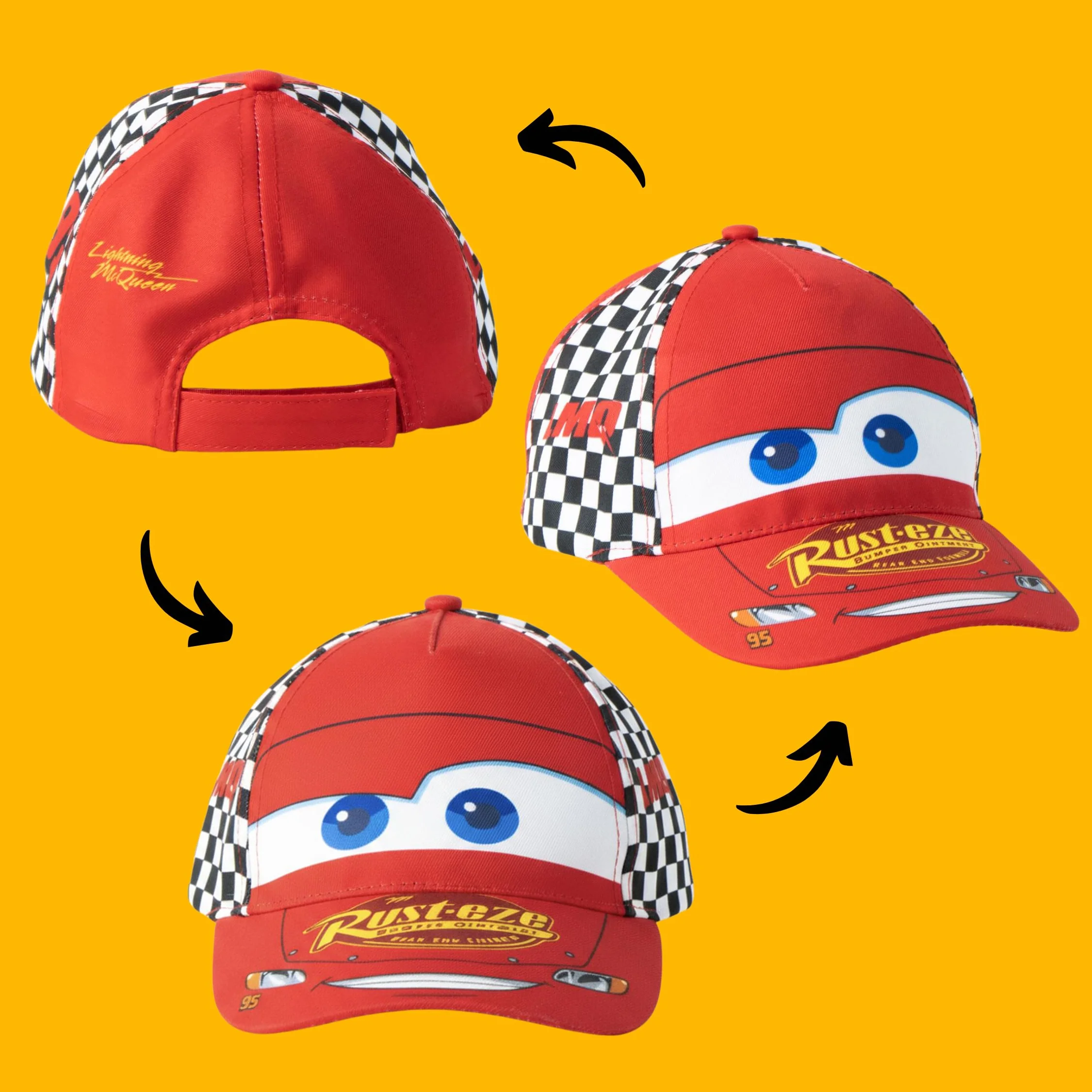Disney Pixar Cars Lightning Mcqueen Gorra de Béisbol para Niños, Gorra de Verano Infantil