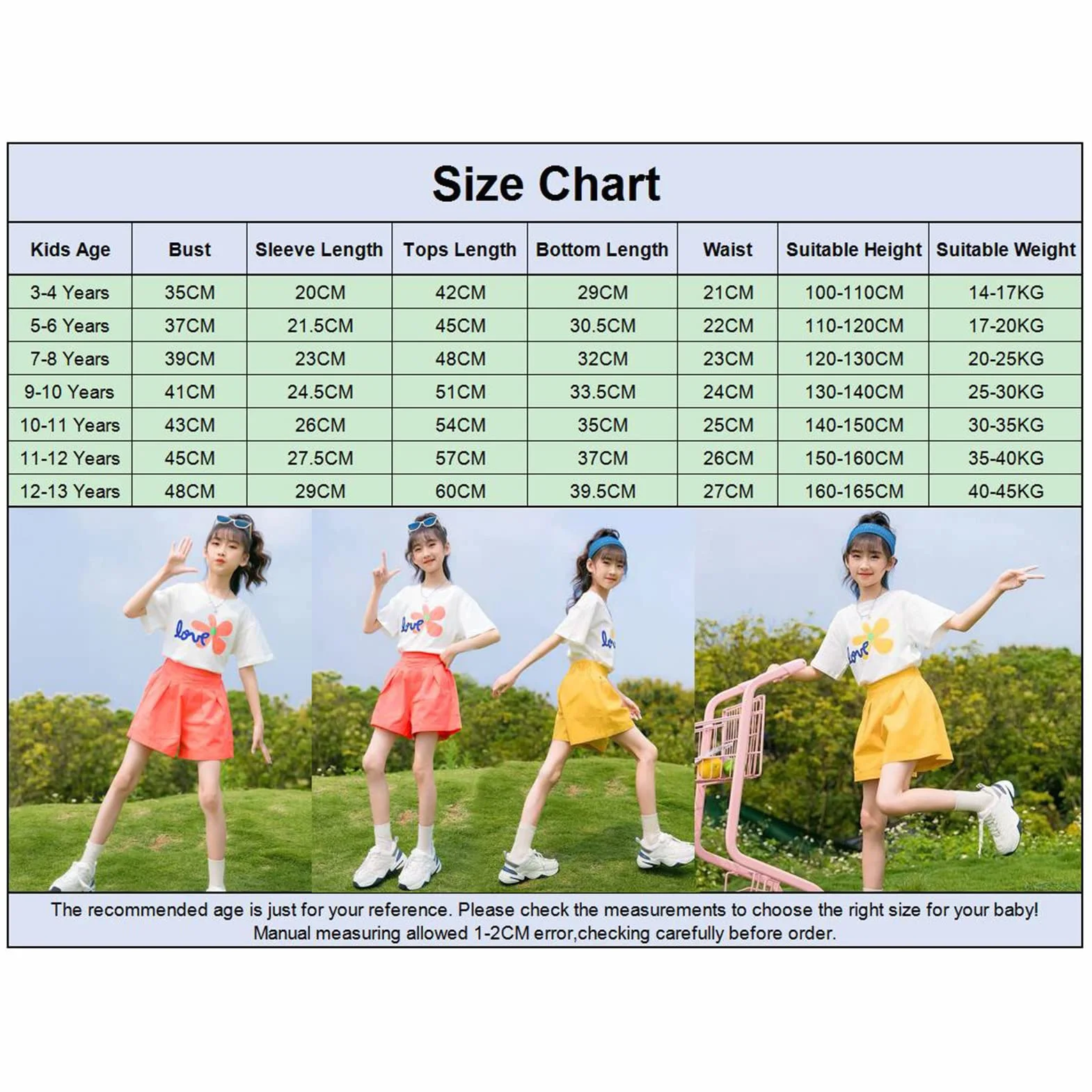 amropi Niña 2 Piezas Floral Camiseta de Manga Corta y Pantalones Cortos Verano Conjunto de Ropa 3-13 años