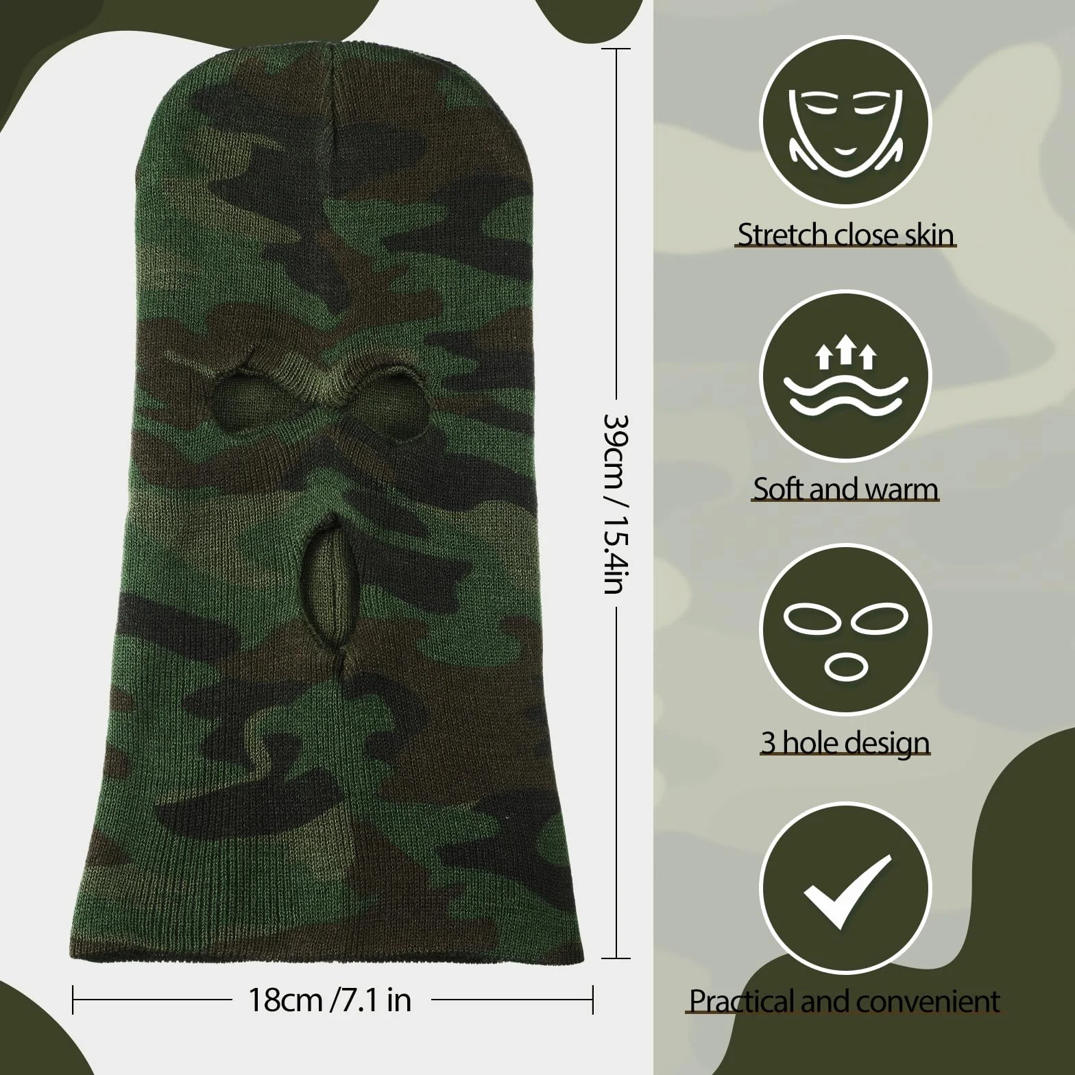 BBTO Pasamontañas Térmico 3 Agujeros Cubierta Facial Invierno Esquí Bufanda Calentador Cuello