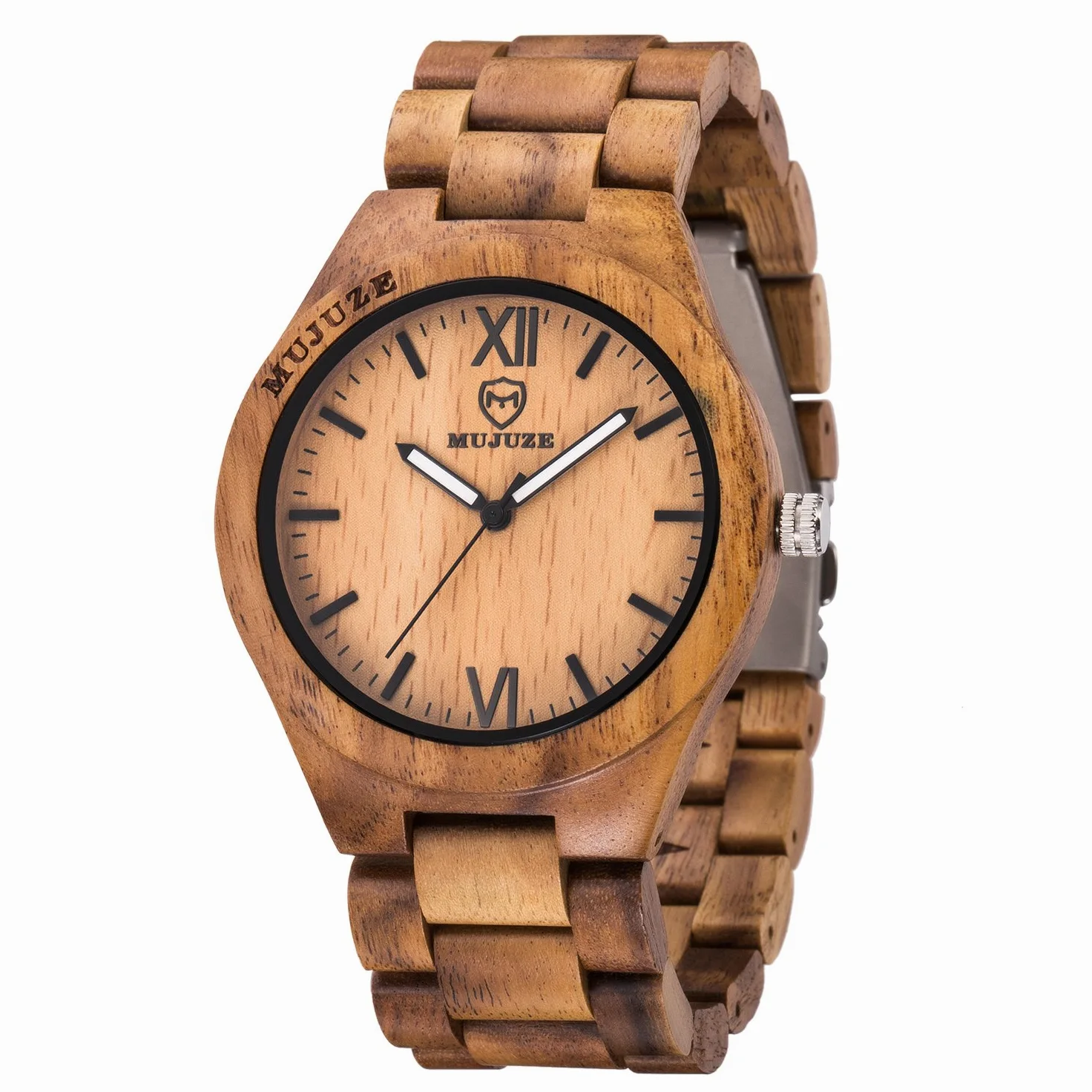 MUJUZE Reloj de Madera Relojes de Pulsera para Hombres y Mujeres Correa de sándalo y Manos Luminosas Reloj analógico de Madera de Cuarzo