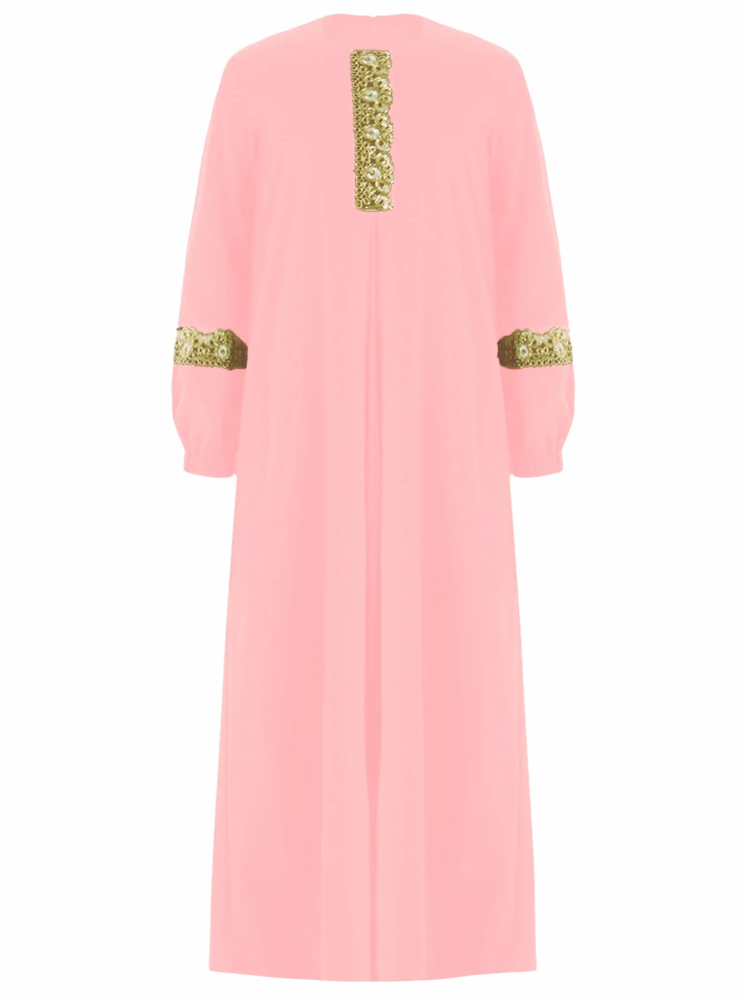 Freebily Vestido Largo Musulmán para Niñas Manga Larga Vestido Árabe