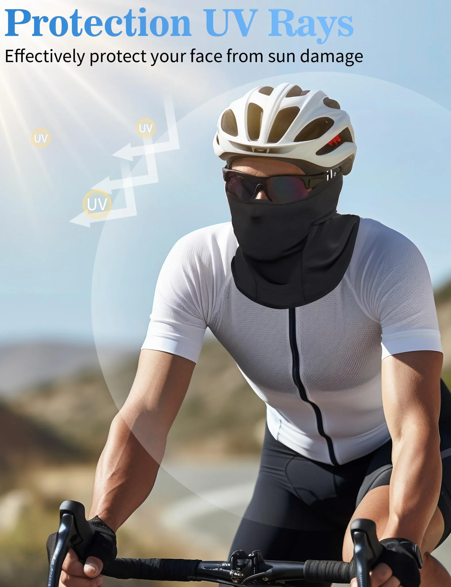 Becellen Pasamontañas Moto Protector UV Verano Ciclismo Balaclava Transpirable Anti Viento Elástica Negro