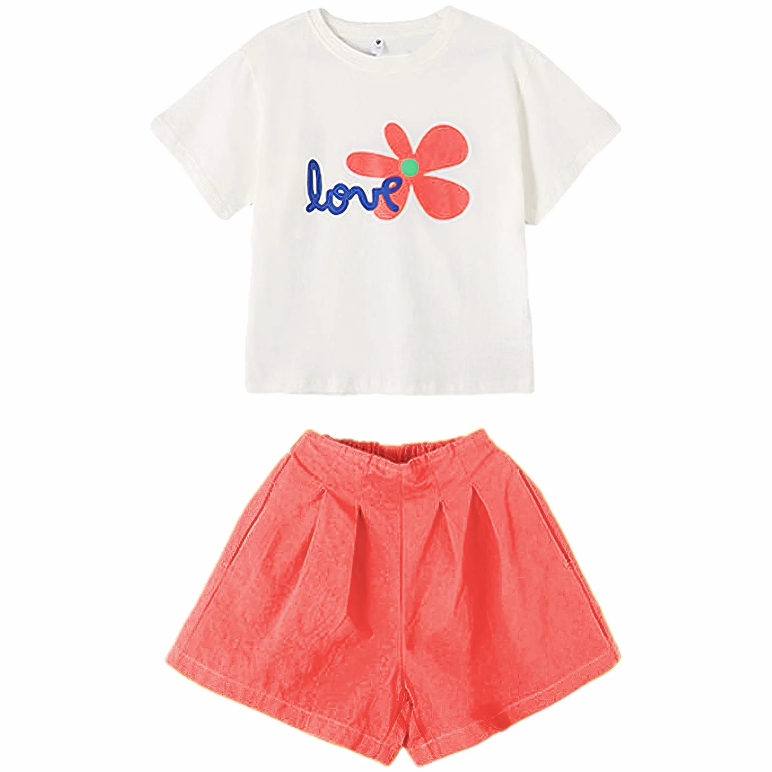 amropi Niña 2 Piezas Floral Camiseta de Manga Corta y Pantalones Cortos Verano Conjunto de Ropa 3-13 años
