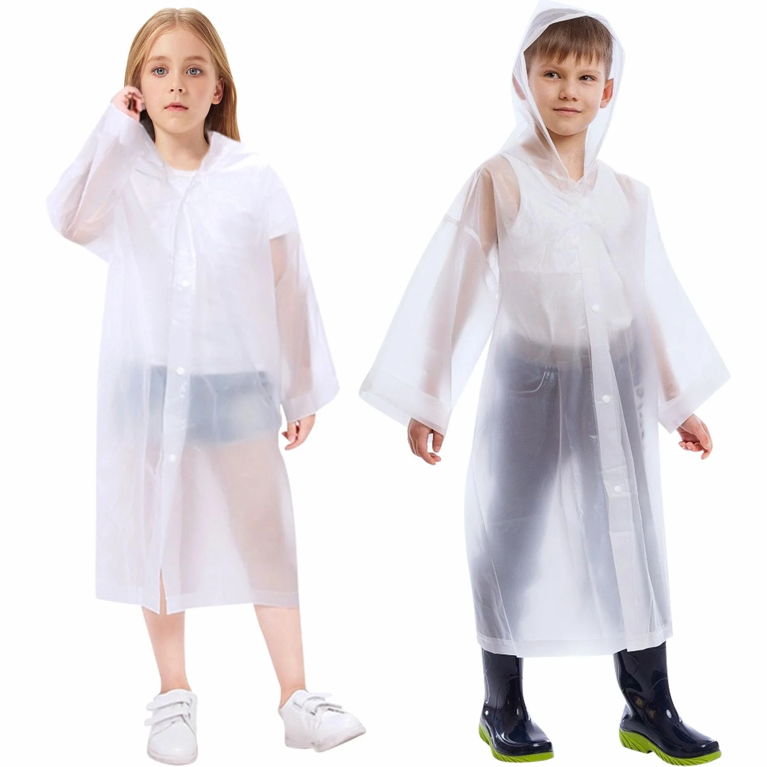 Vicloon Chubasquero Niño 2PCS Impermeable EVA Poncho Lluvia Capucha Espesar Altura 120-150 cm