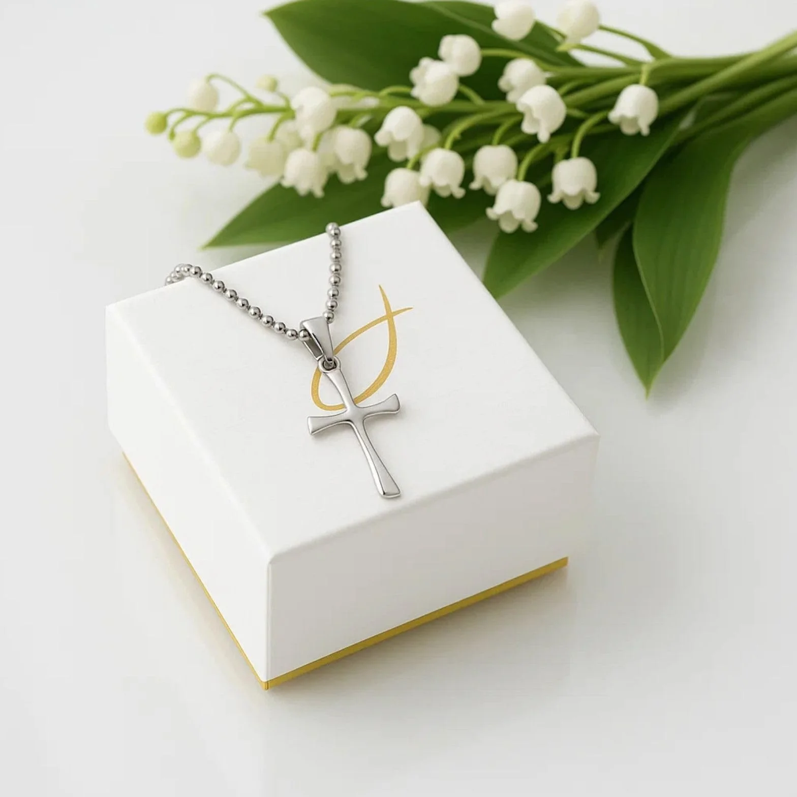 Cadena de plata de ley 925 colgante cruz para niño niña