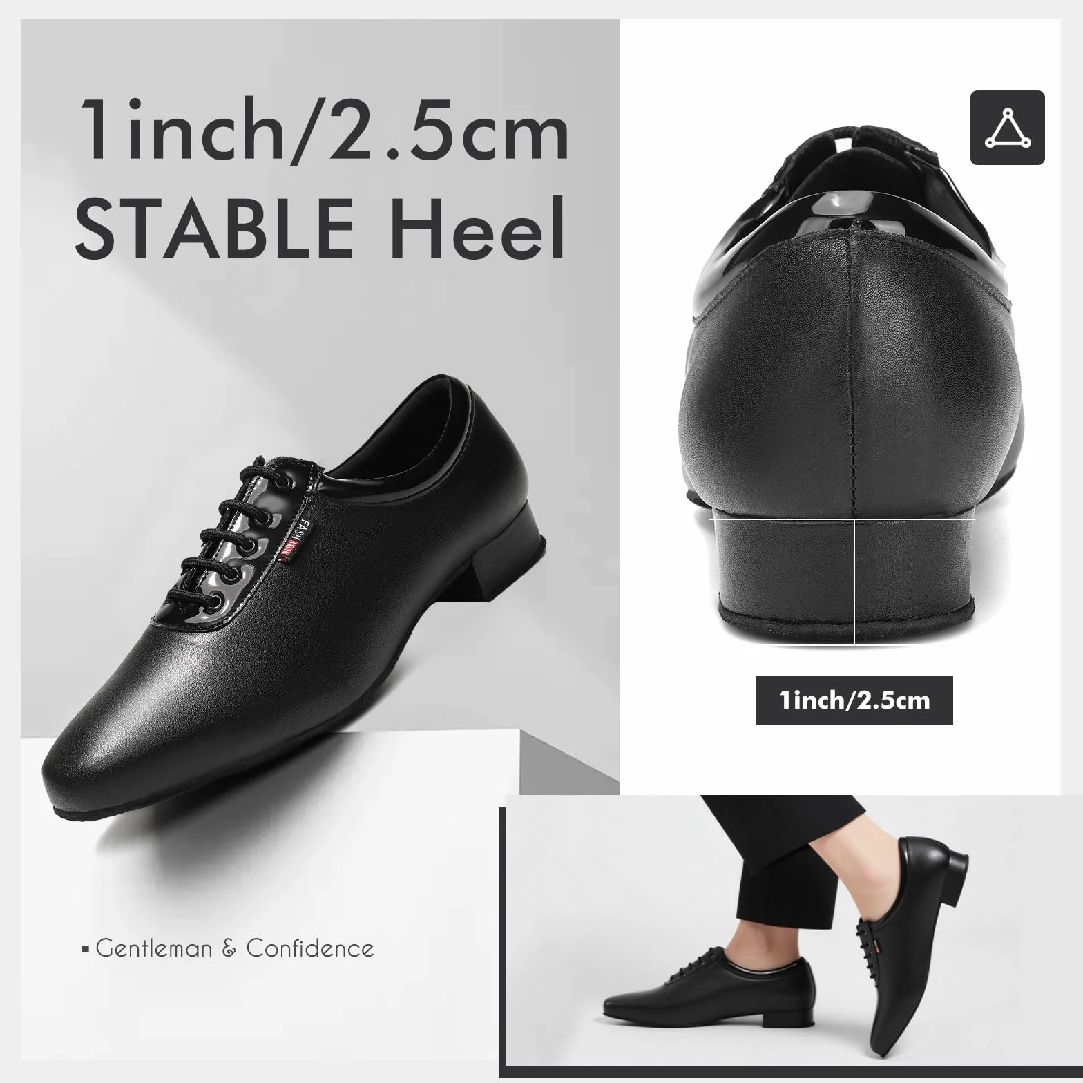 Zapatos de Baile Latino Hombre Negro Cordones Salsa Salón Tacon Bajo