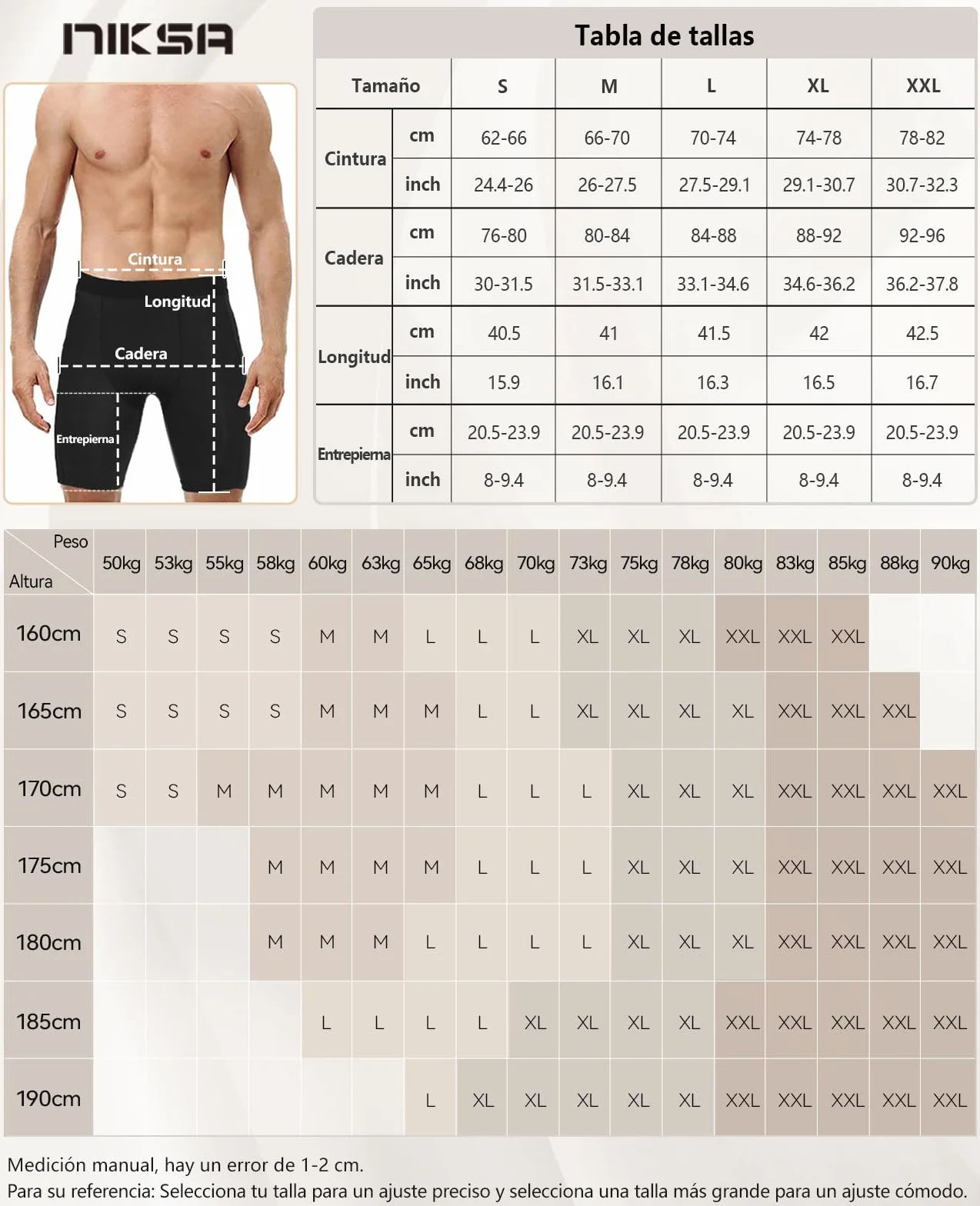 Niksa Mallas Cortas Running Hombre Pantalones Cortos de Compresión para Deporte