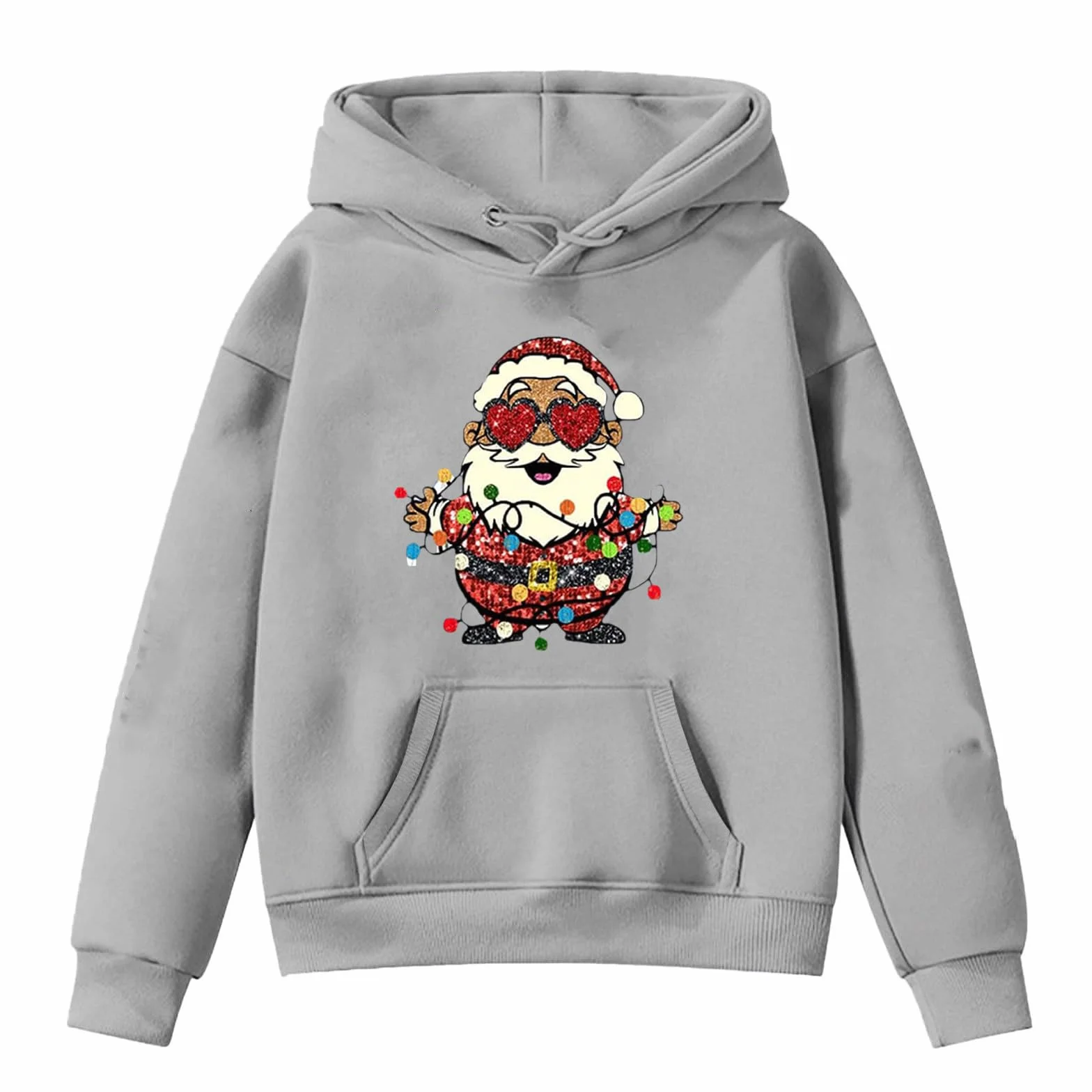 Papá Noel con gafas de sol en forma de corazón Navidad niños sudadera con capucha adolescente sudaderas