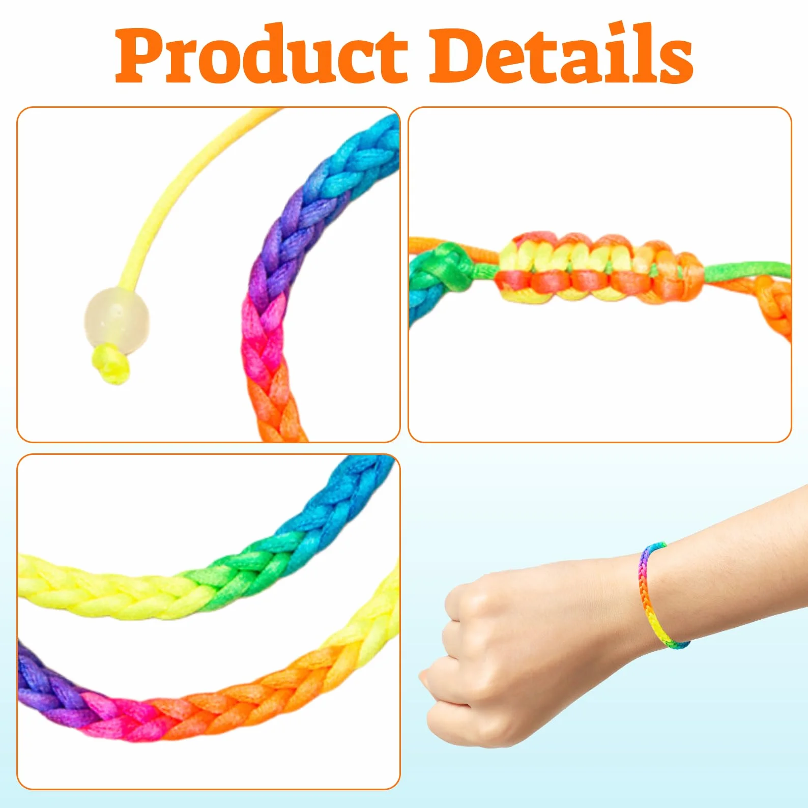 Pulseras trenzadas de la amistad ajustables para niños, niñas, mujeres y hombres