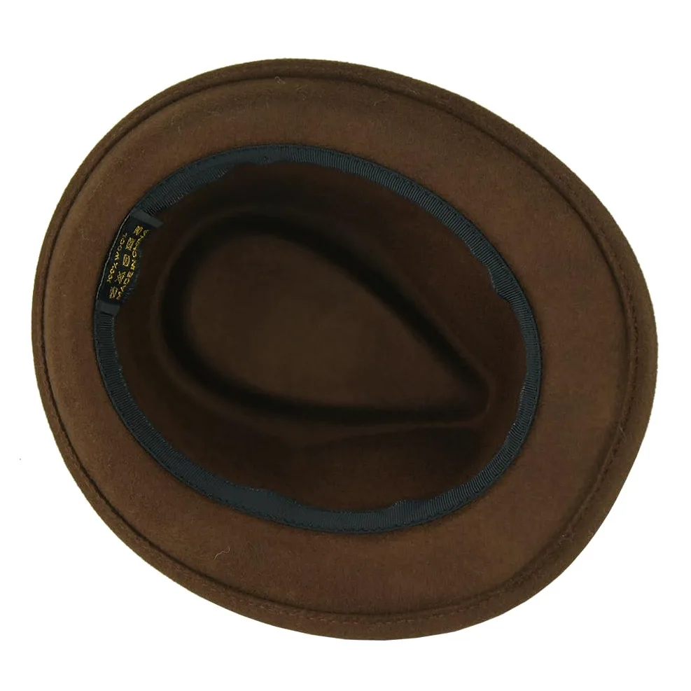 FREEBIRD99 Sombrero de fieltro de lana 100 % estilo panamá, sombrero plano de ala corta, para hombres y mujeres