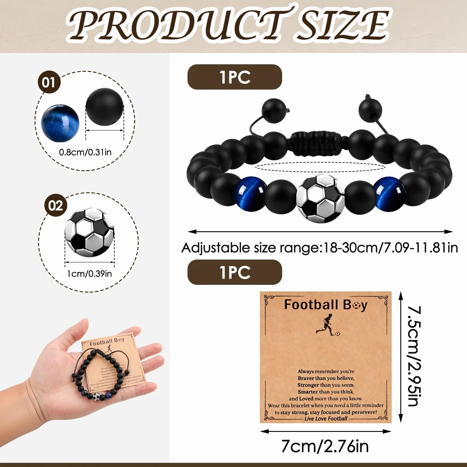 Pulseras de fútbol para Adolescentes y Hombres, Regalo para niños