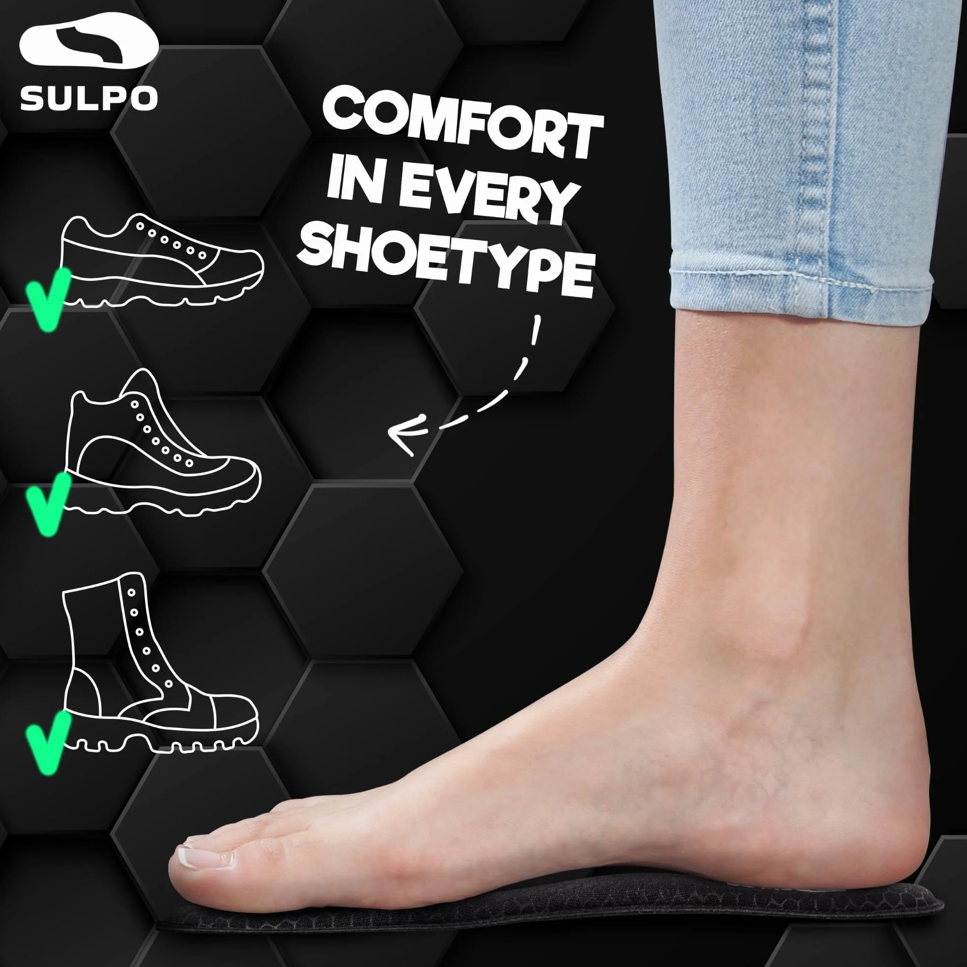 Plantillas de Espuma Viscoelástica SULPO para Hombre y Mujer Talla 43