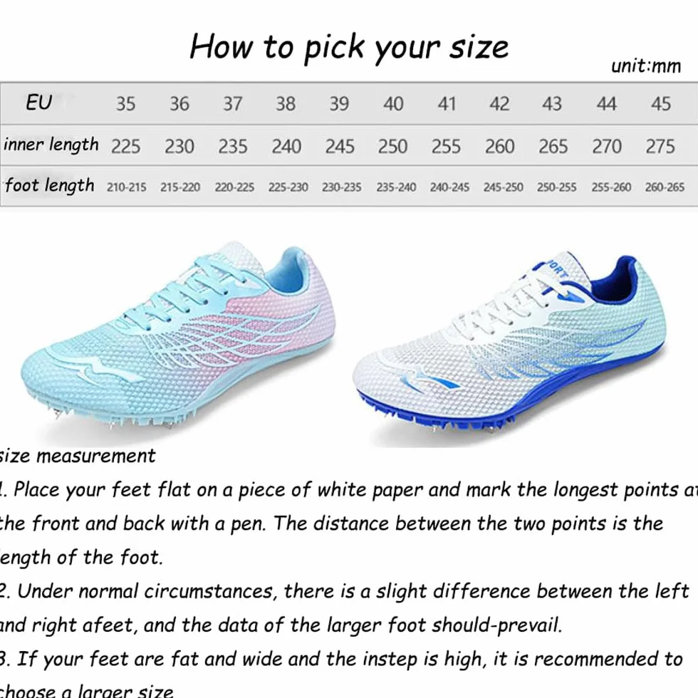 Picos Zapatos para Pista y Campo 8 Clavos Zapatillas Deportivas Correr Respirable Profesionales Adulto Niños 35-45 EU