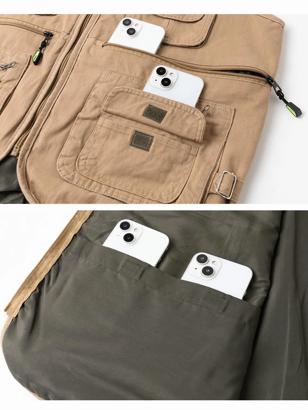 Chaleco de Pesca para Hombres Chaqueta sin Mangas Multibolsillos