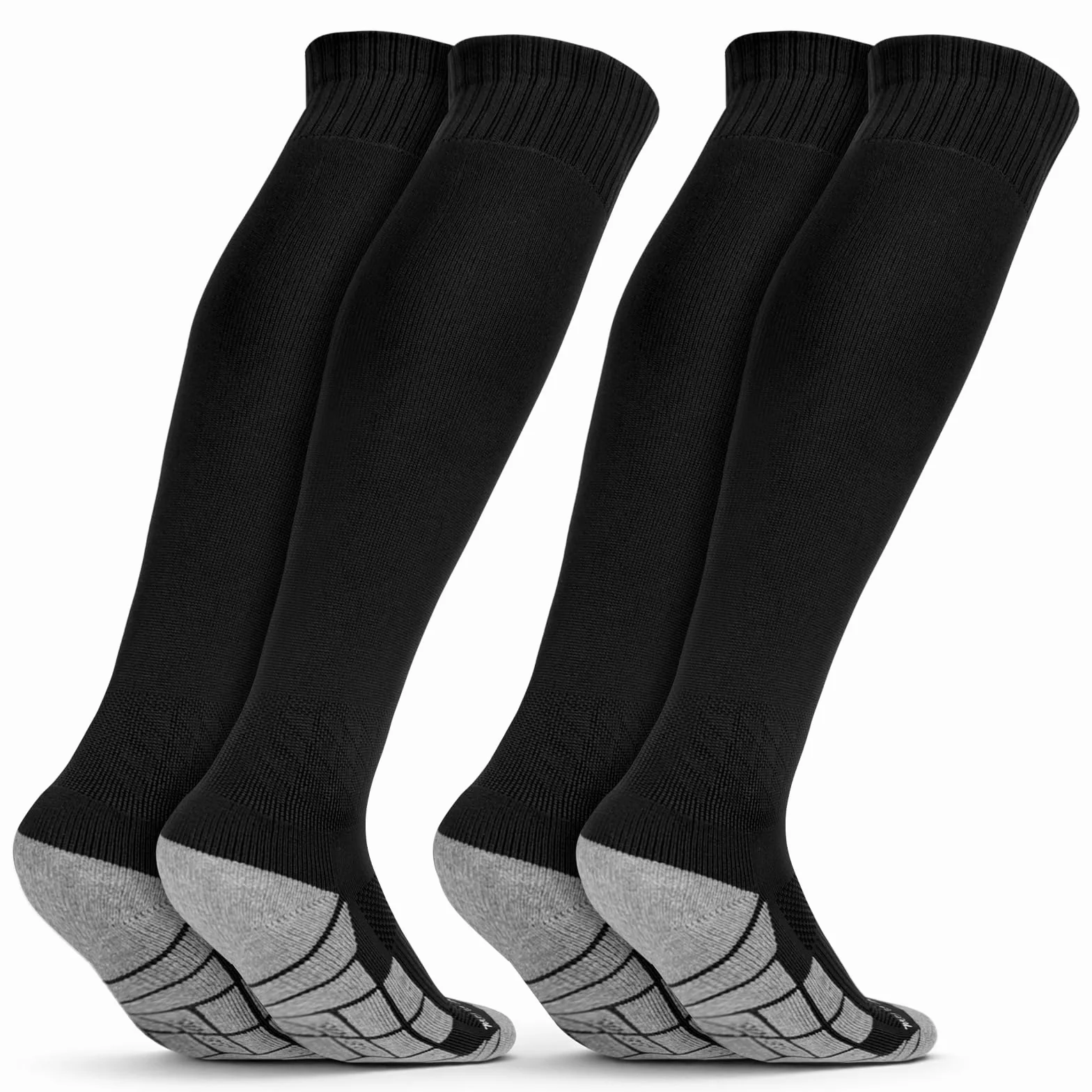 DiULi Calcetines de Futbol 2 Pares Medias Futbol Rojo y Azul Antipresion Compresion Socks Largos Deportivos