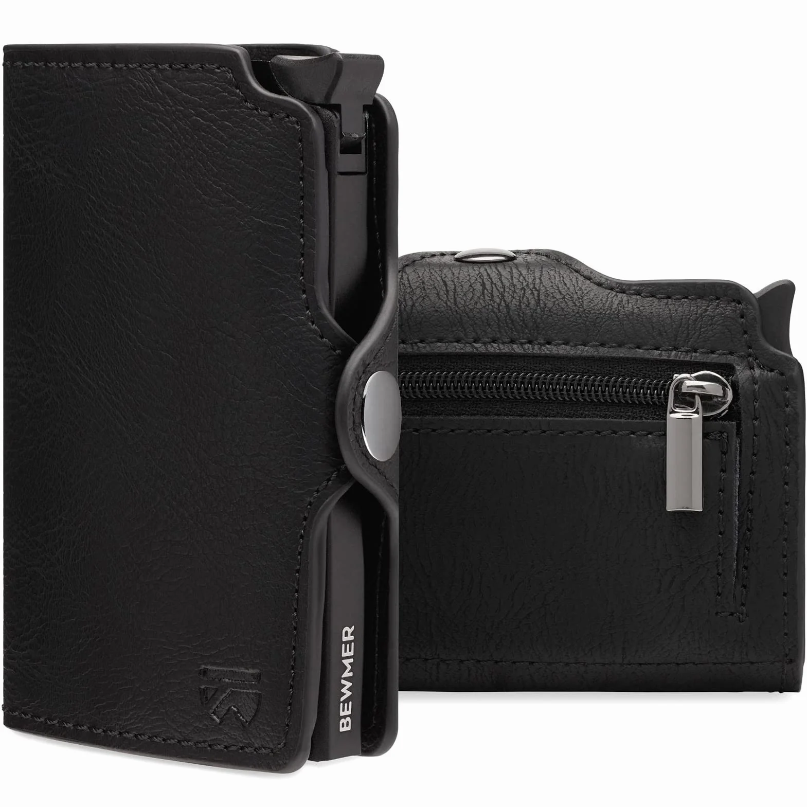 BEWMER Billetera Pequeña con Protección RFID y Clip de Fibra de Carbono