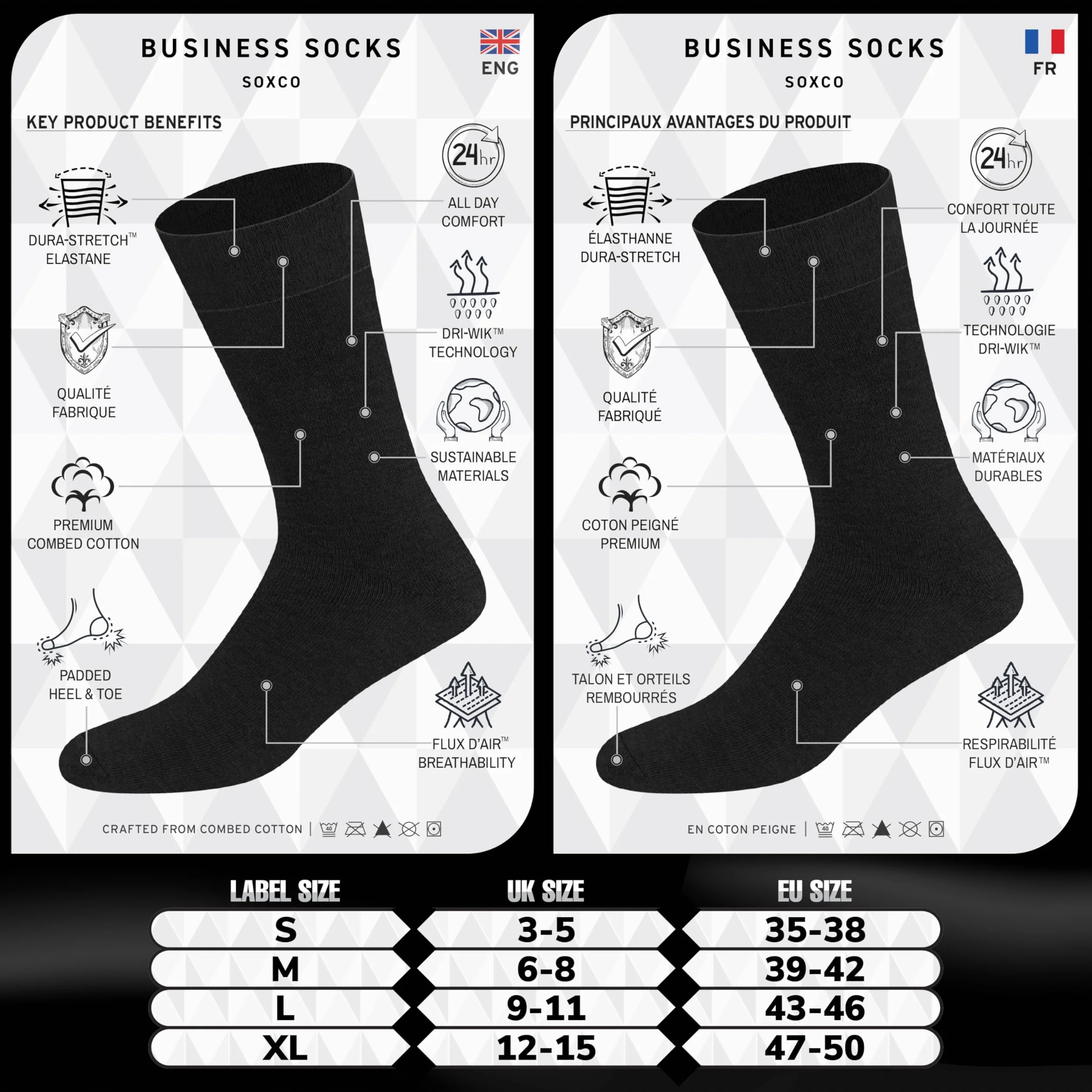 Calcetines de algodón para hombre hasta la pantorrilla, Paquete de 12 pares