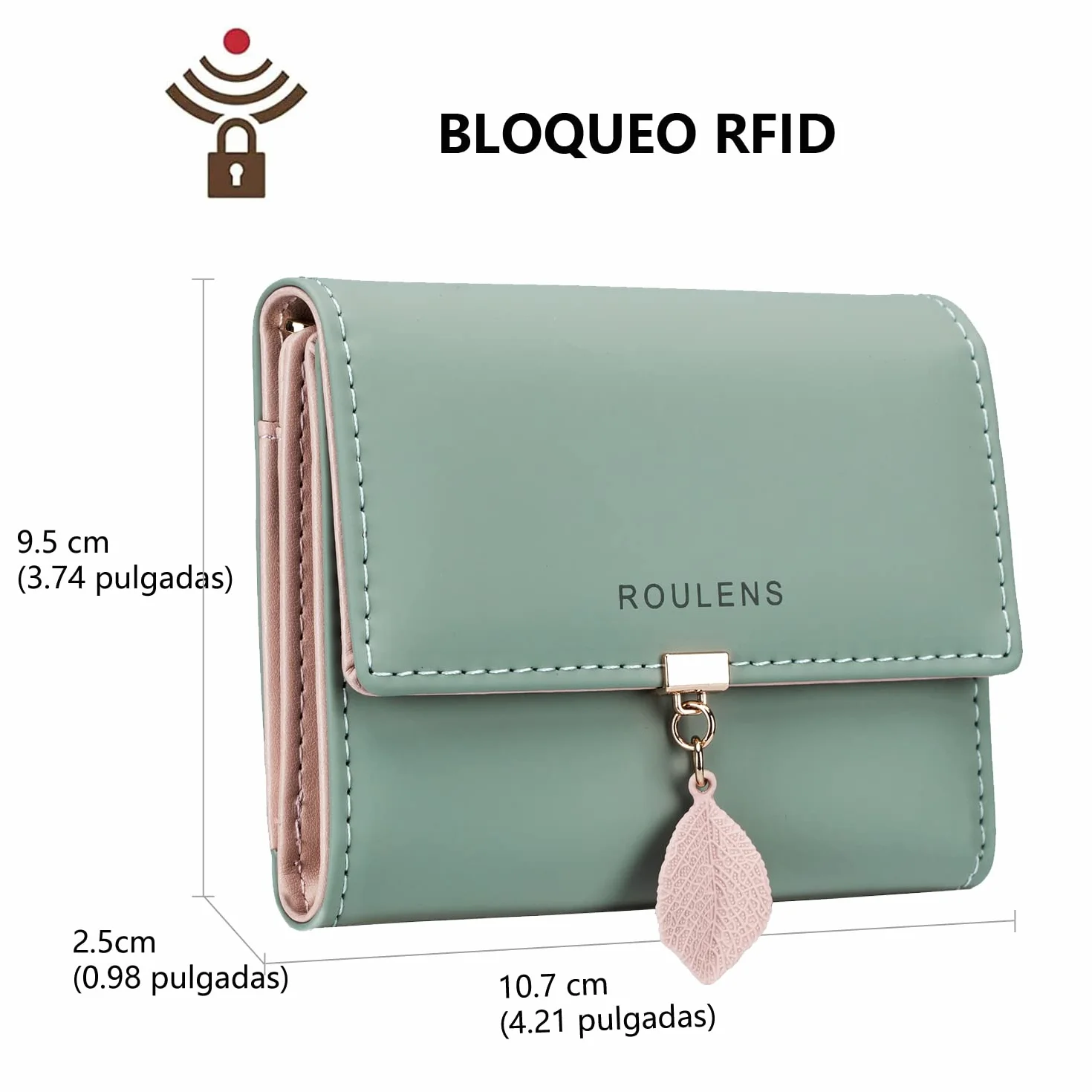Cartera de Cuero PU para Mujer Monedero Largo con Cremallera