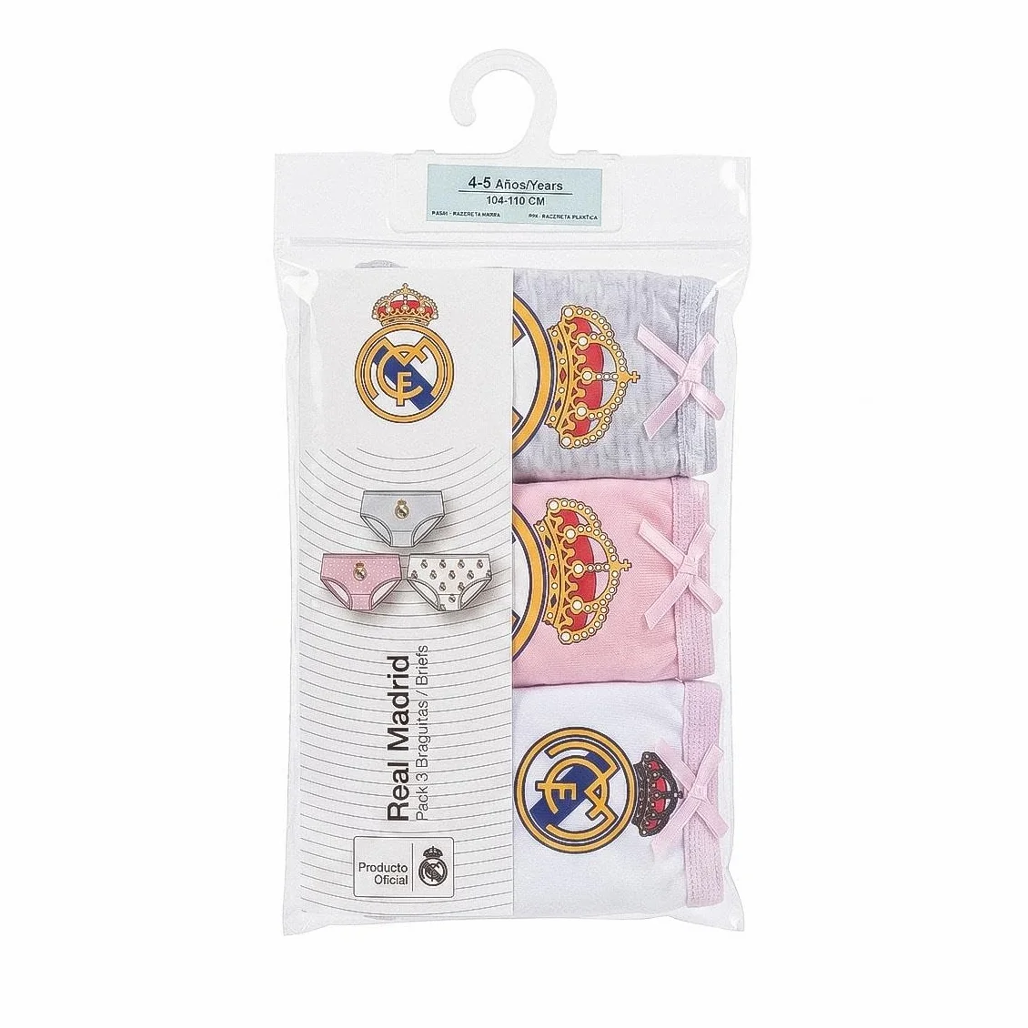Real Madrid Calzoncillos Braguitas Niños Pack Ropa Interior Suaves Transpirables