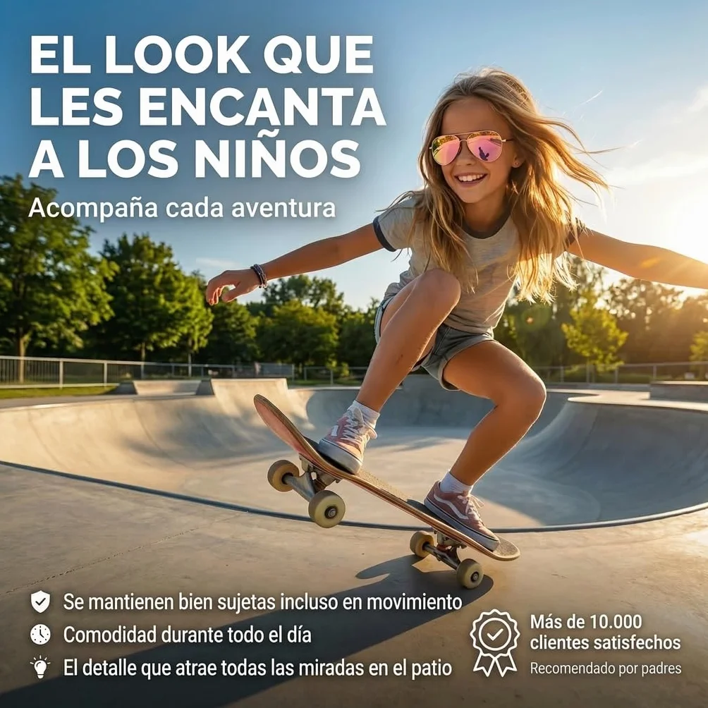 Kiddus Gafas de Sol Polarizadas Niño Niña UV400 CAT3 Protección Solar Infantil Montura Metálica