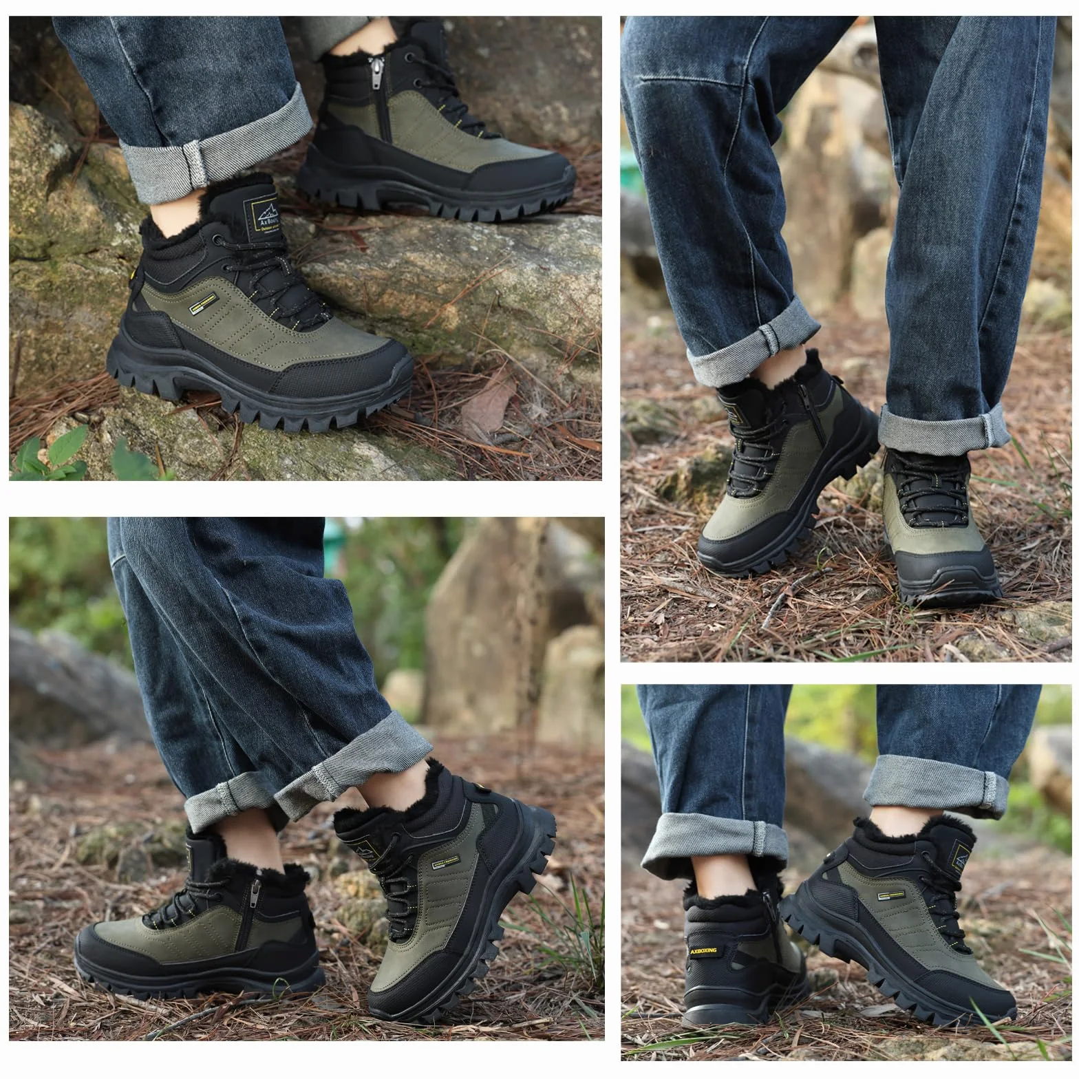 AX BOXING Botas Niño Invierno Zapatillas Senderismo Cálido Antideslizante Montaña Trekking EU34-40
