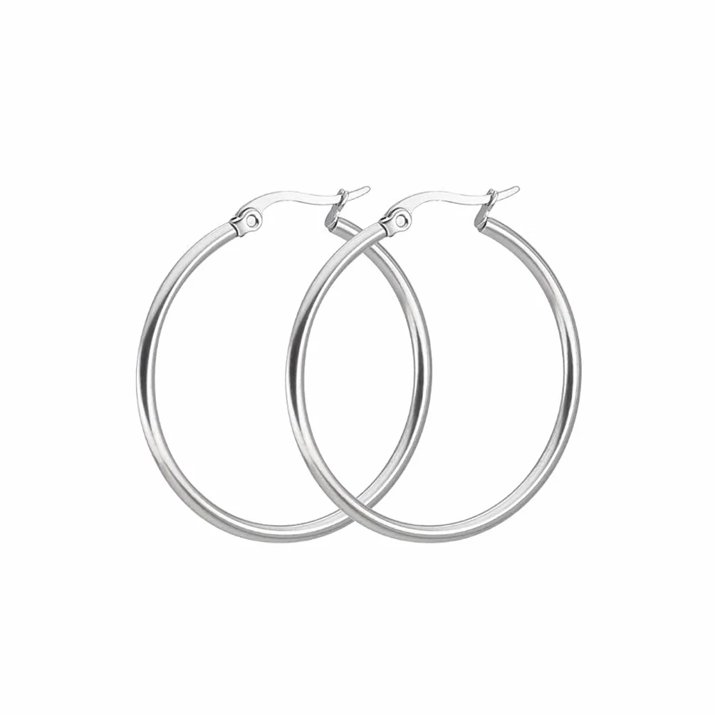 LEEQ Set de Pendiente Aro de Acero Inoxidable 6 Pares 6 Tamaños