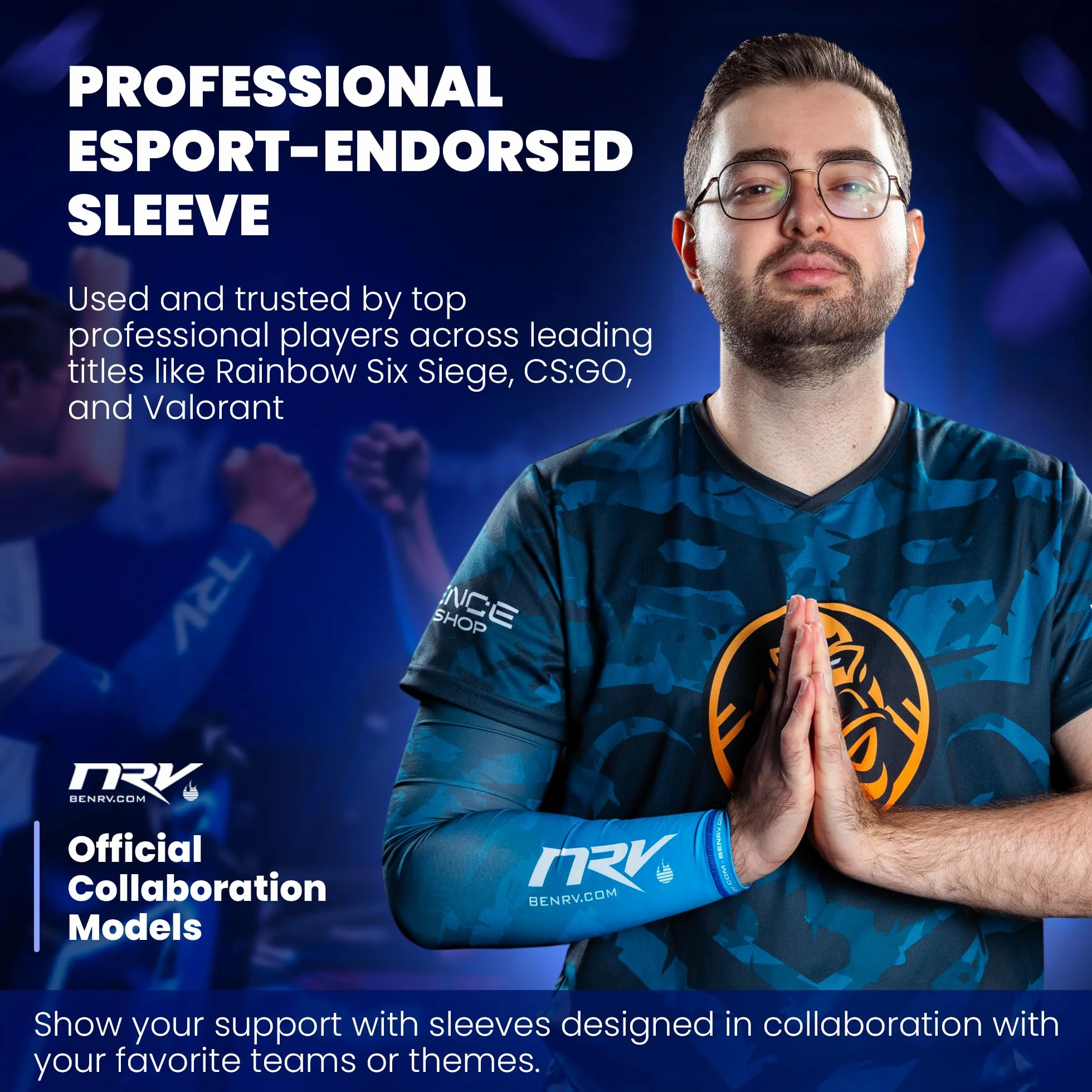 Brazalete Gaming eSport Dark Sakura Compresión Anti-Fricción Negro Violeta Talla S a 3XL