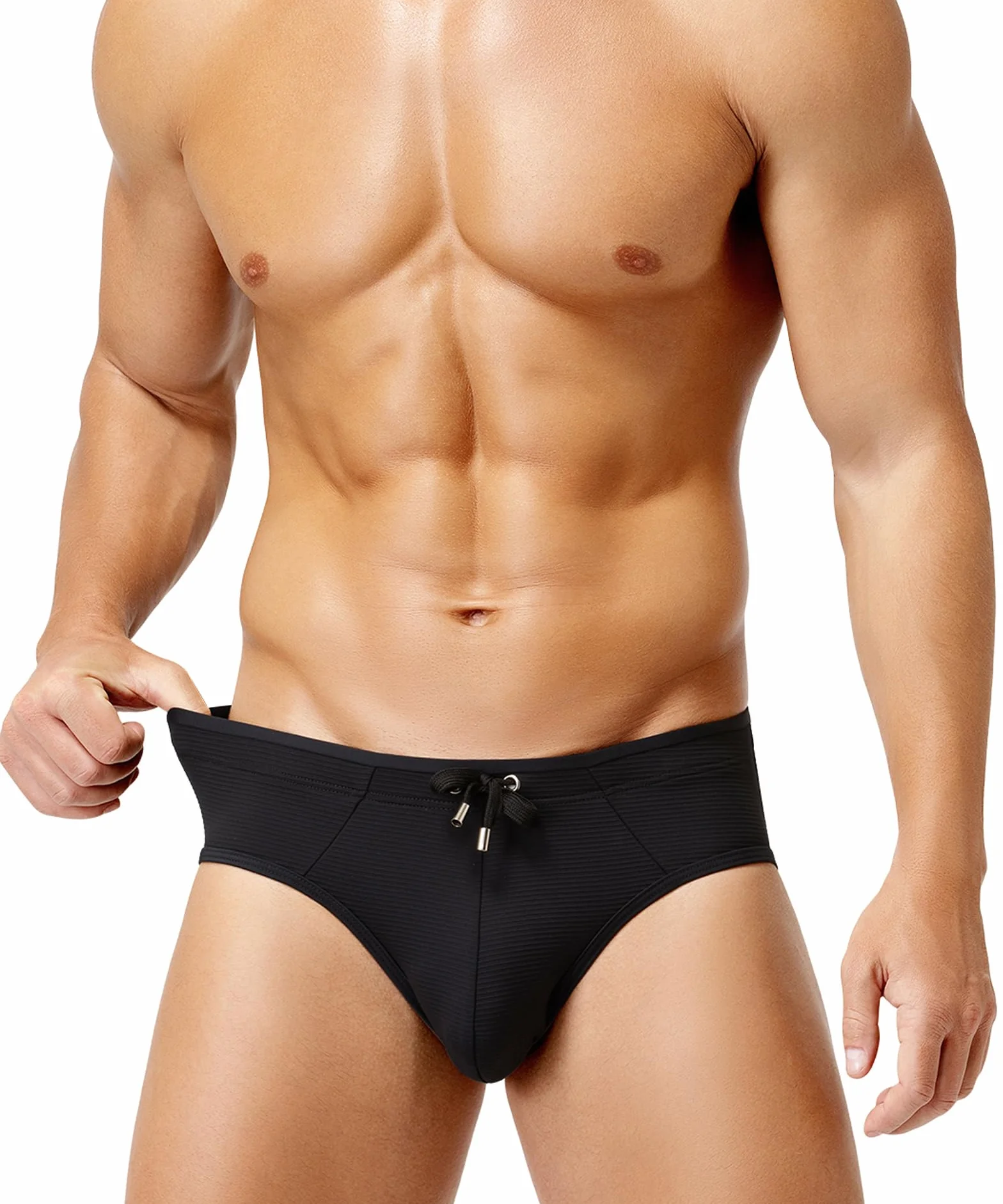 Arjen Kroos Bañador Hombre Slip Rayado con Bolsa 3D - Traje de Baño Ajustable para Piscina y Playa