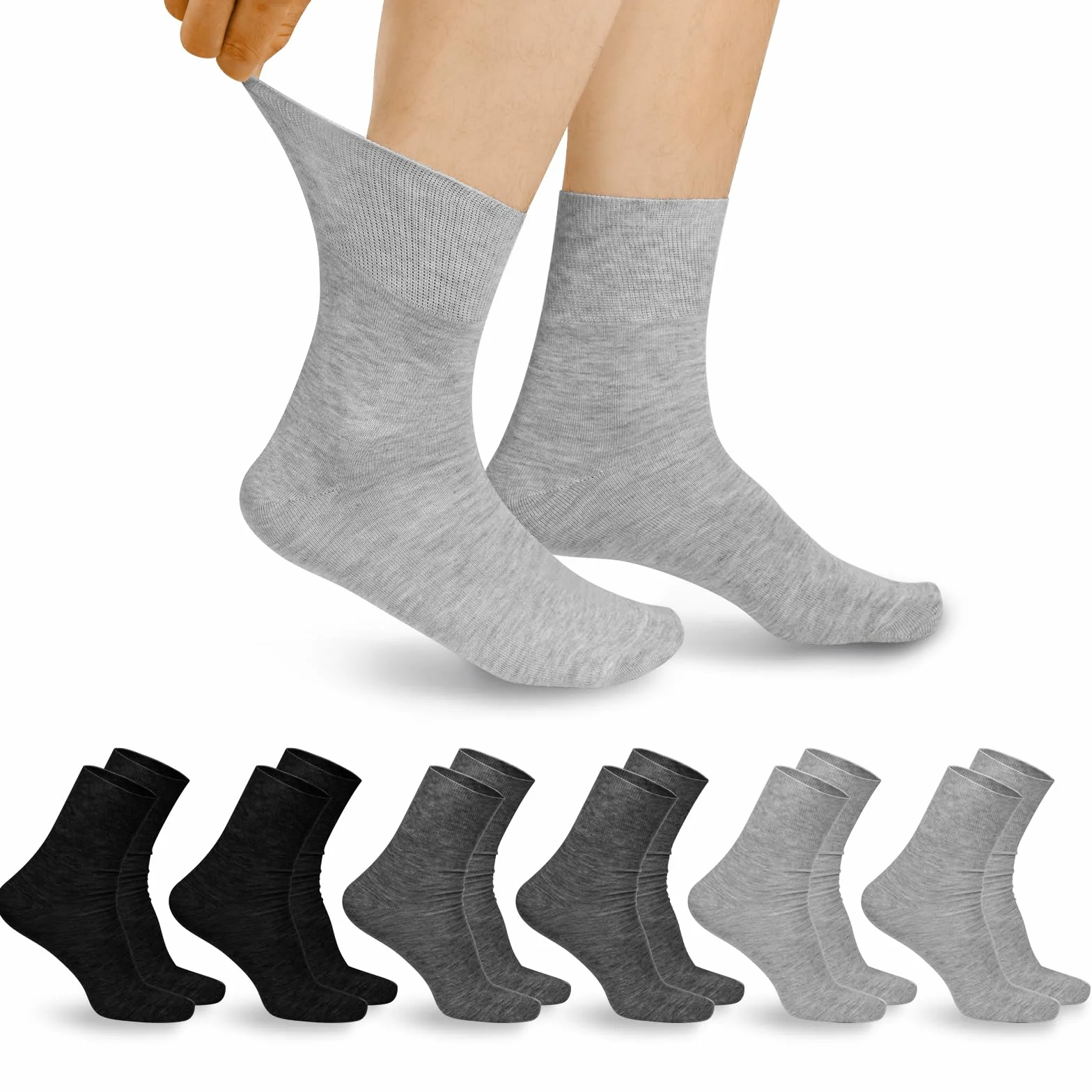 Aomig Calcetines Diabéticos Sin Costuras 6 Pares Algodón Verano