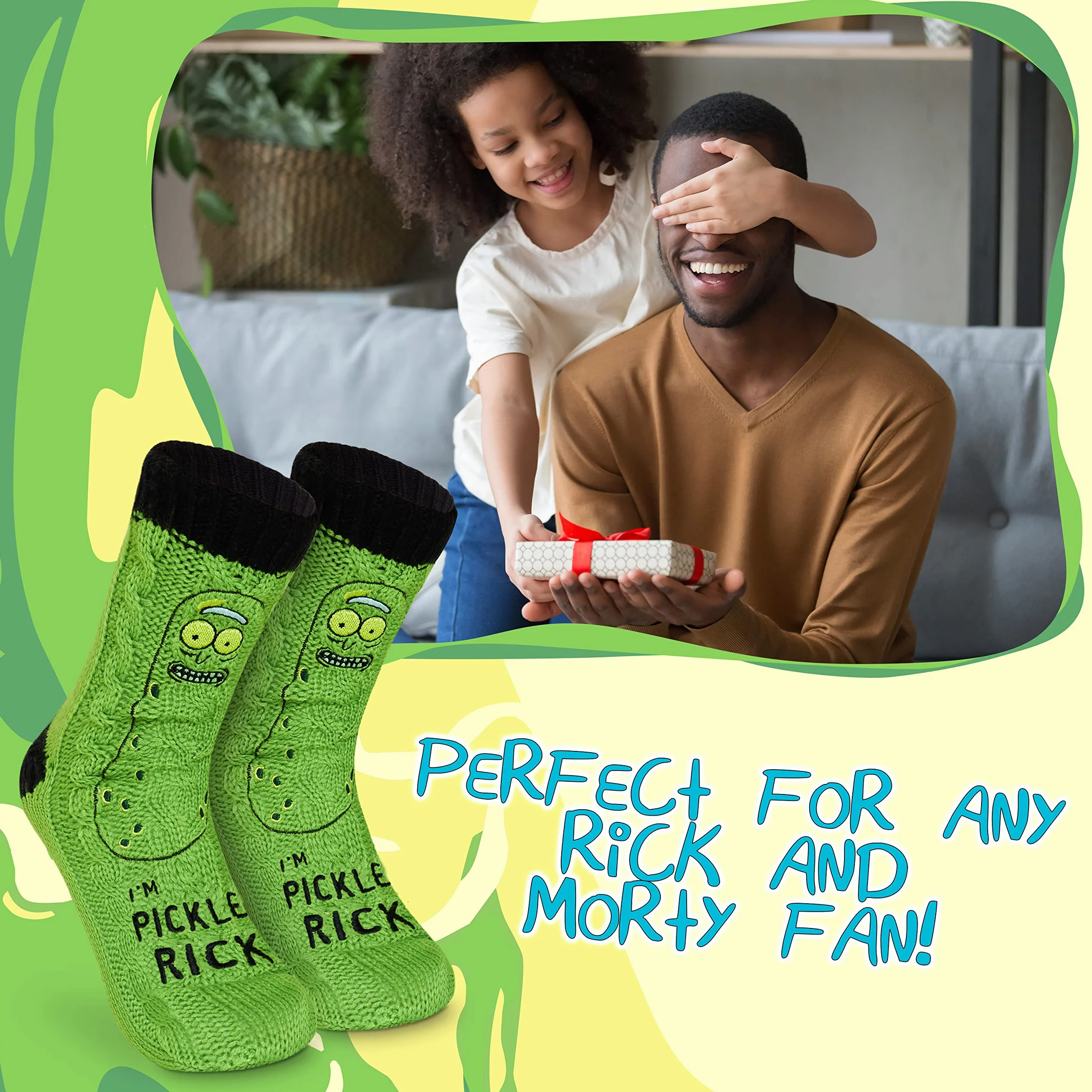 Rick and Morty Calcetines Antideslizantes 38-44 EU, Calcetines Pantuflas Forro Sherpa