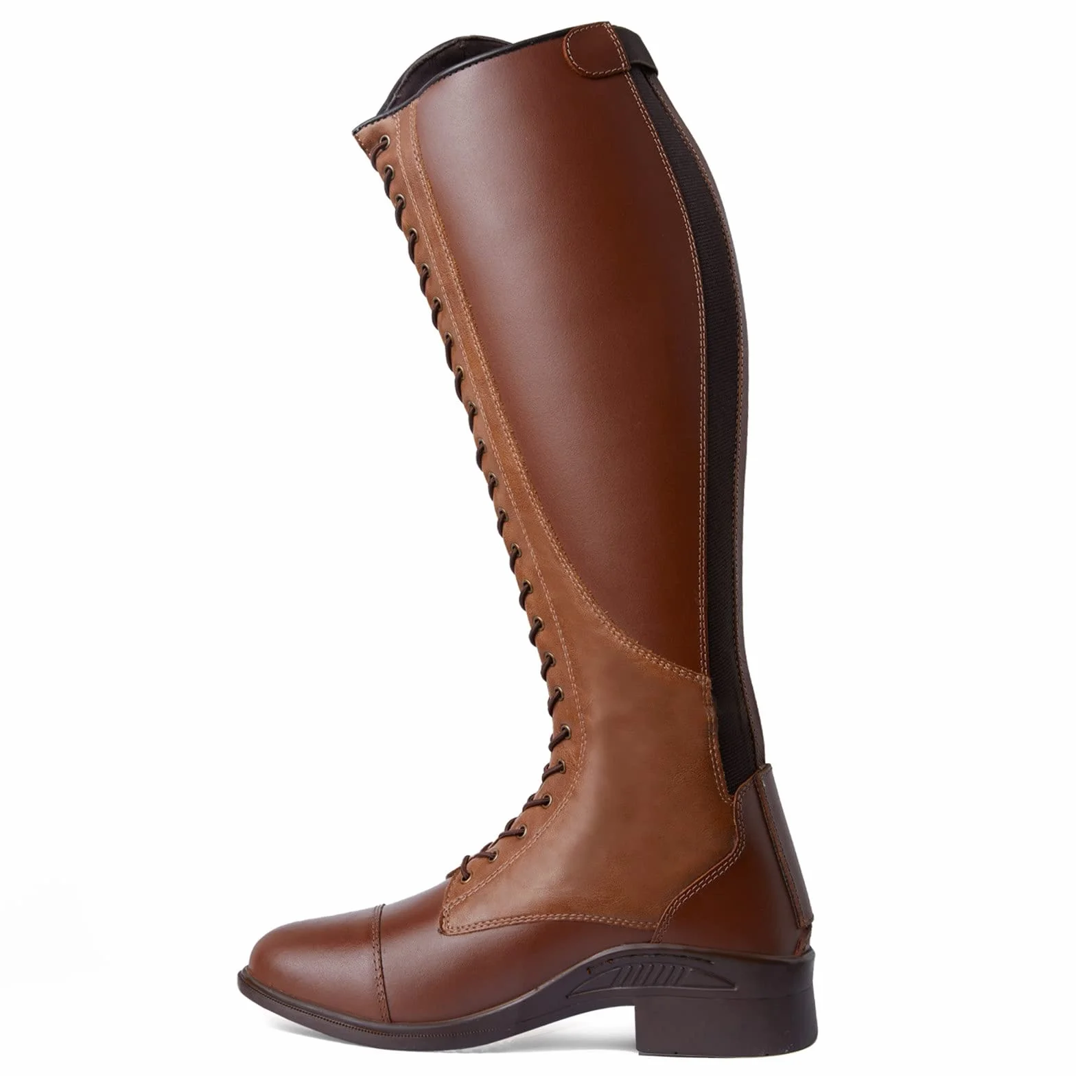 HORZE Botas de equitación para mujer con cordones, clásicas botas de equitación de piel con cordones delanteros y cremallera trasera
