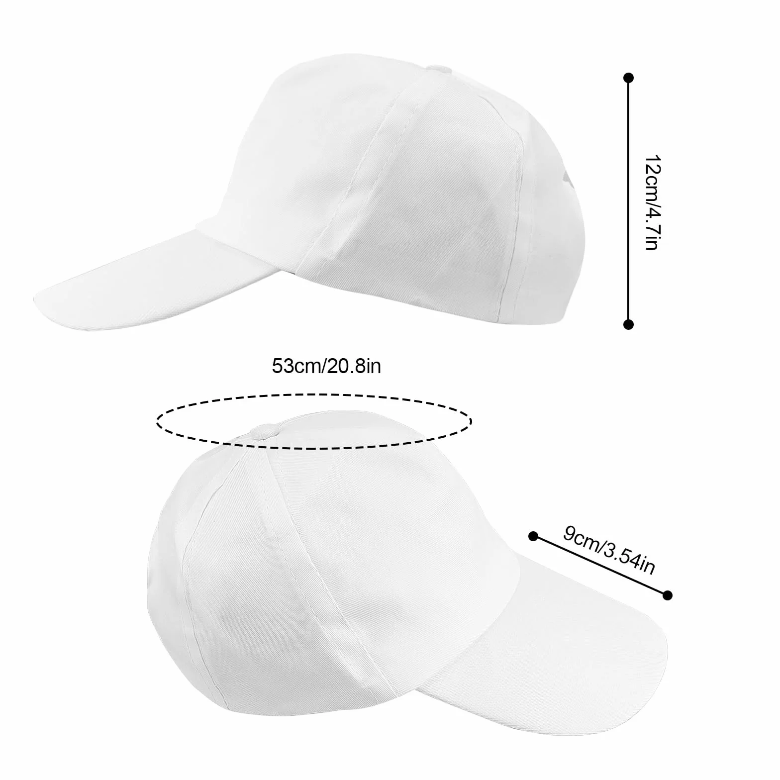 HASLED Gorra de béisbol 5 piezas blanca para hombre visera ajustable