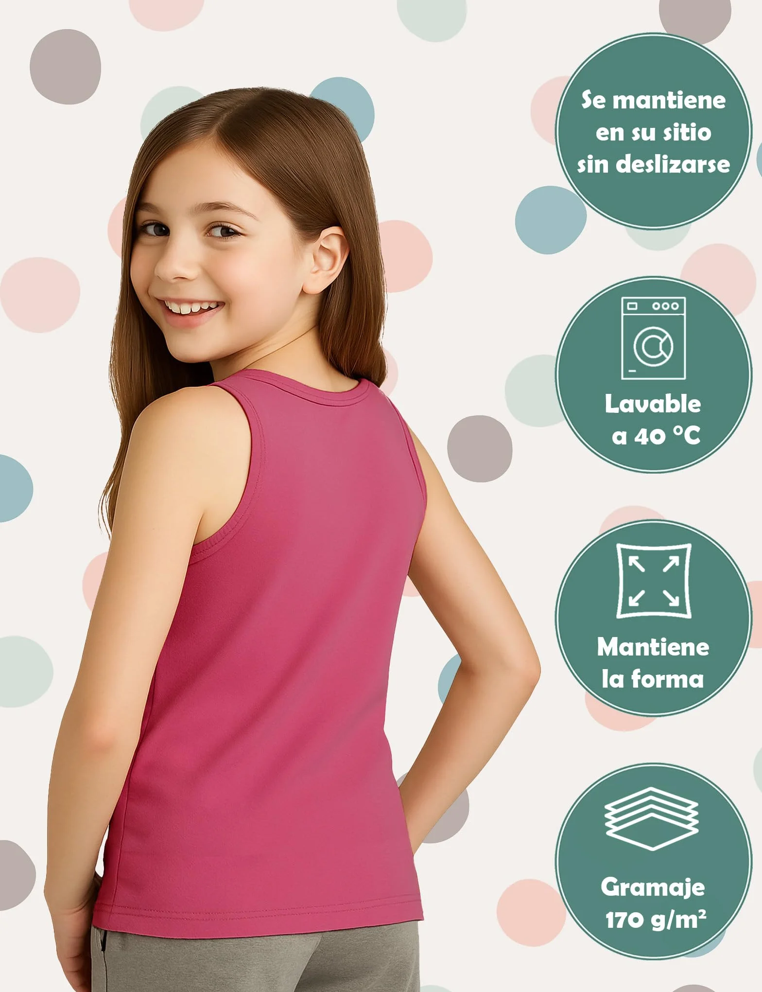 Pack de 5 Camisetas Interiores Niñas 100% Algodón Sin Mangas