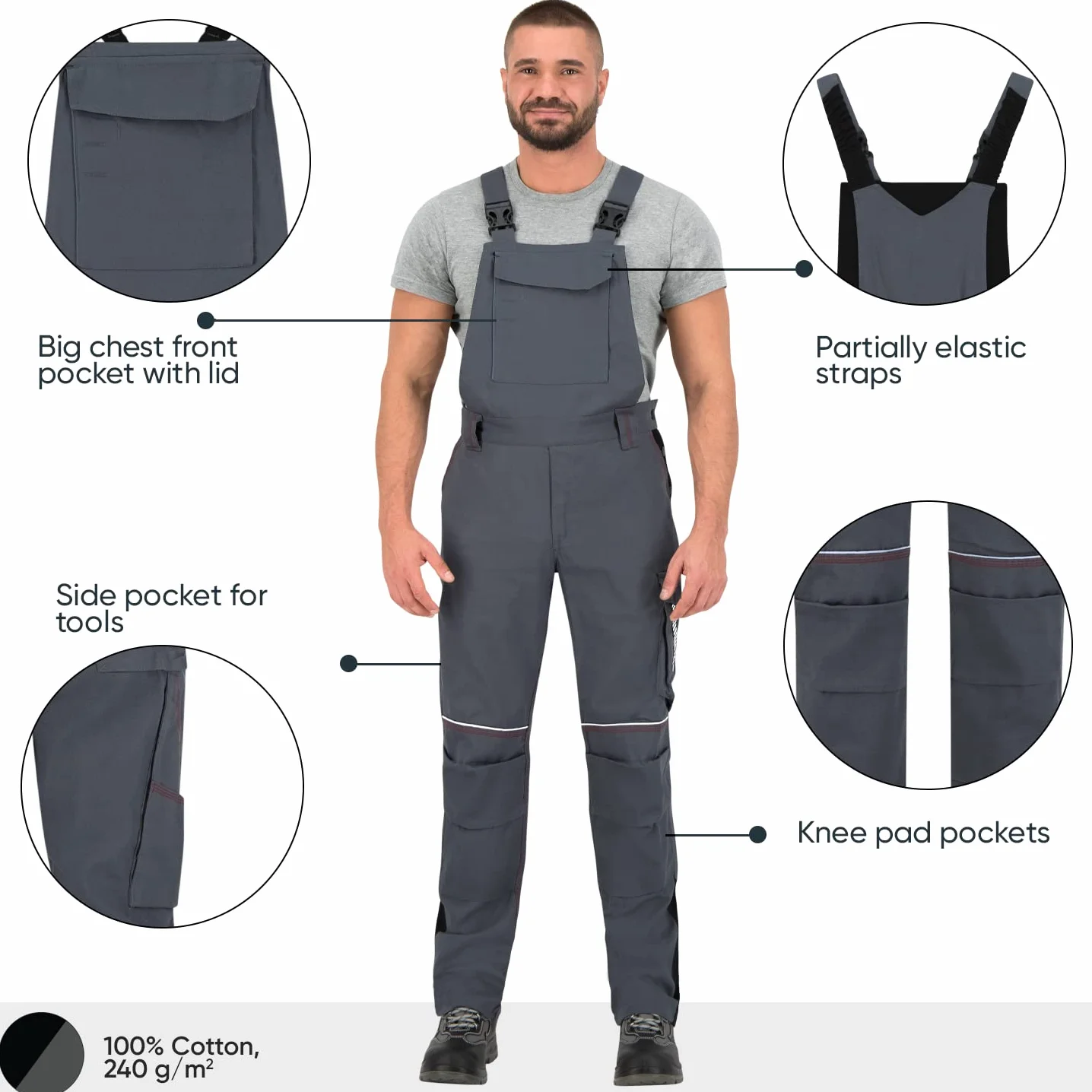 BWOLF RAPTOR Peto de Trabajo Hombre Algodón reflectantes