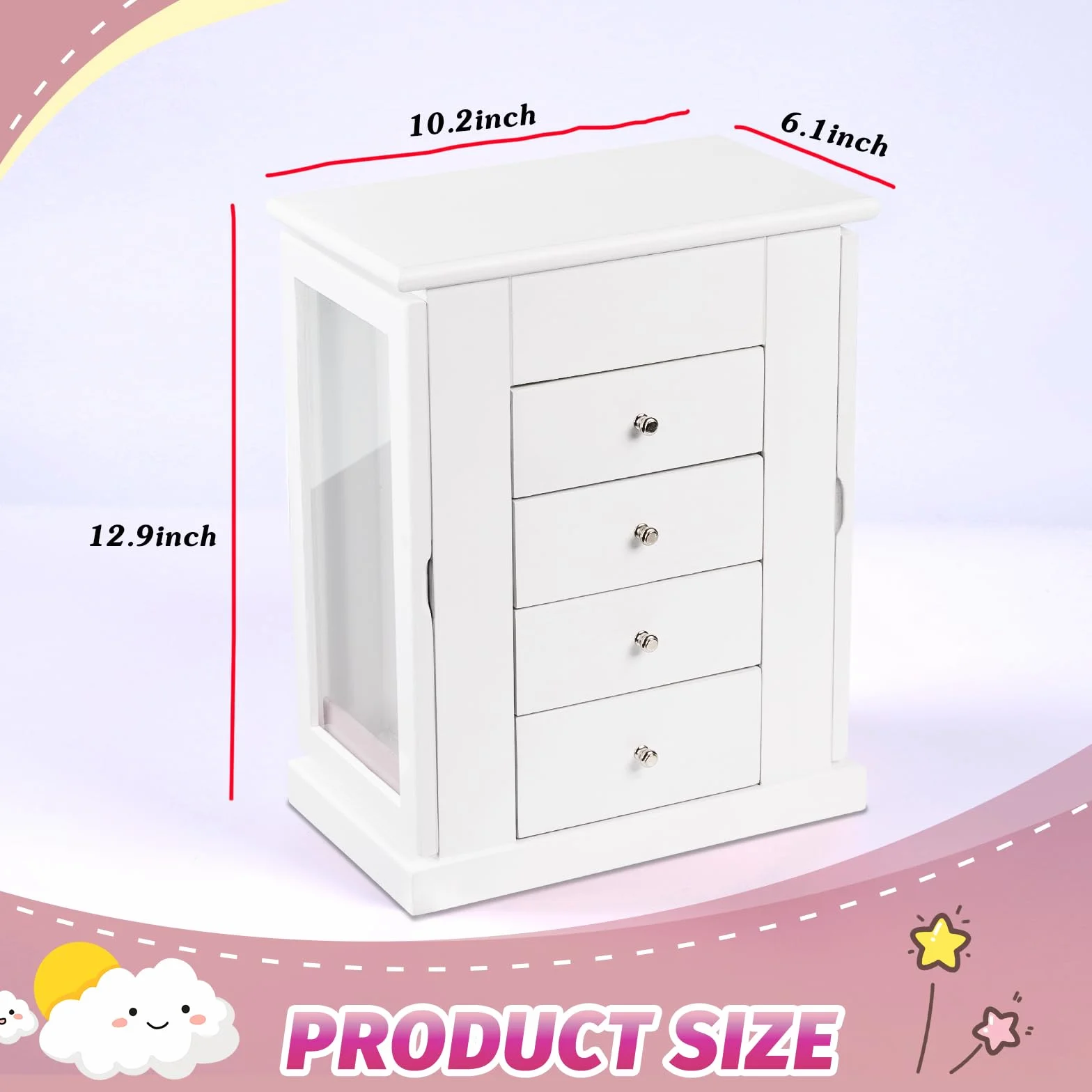 Joyero Musical Niña Madera Bailarina Giratoria 5 Niveles Regalo Blanco