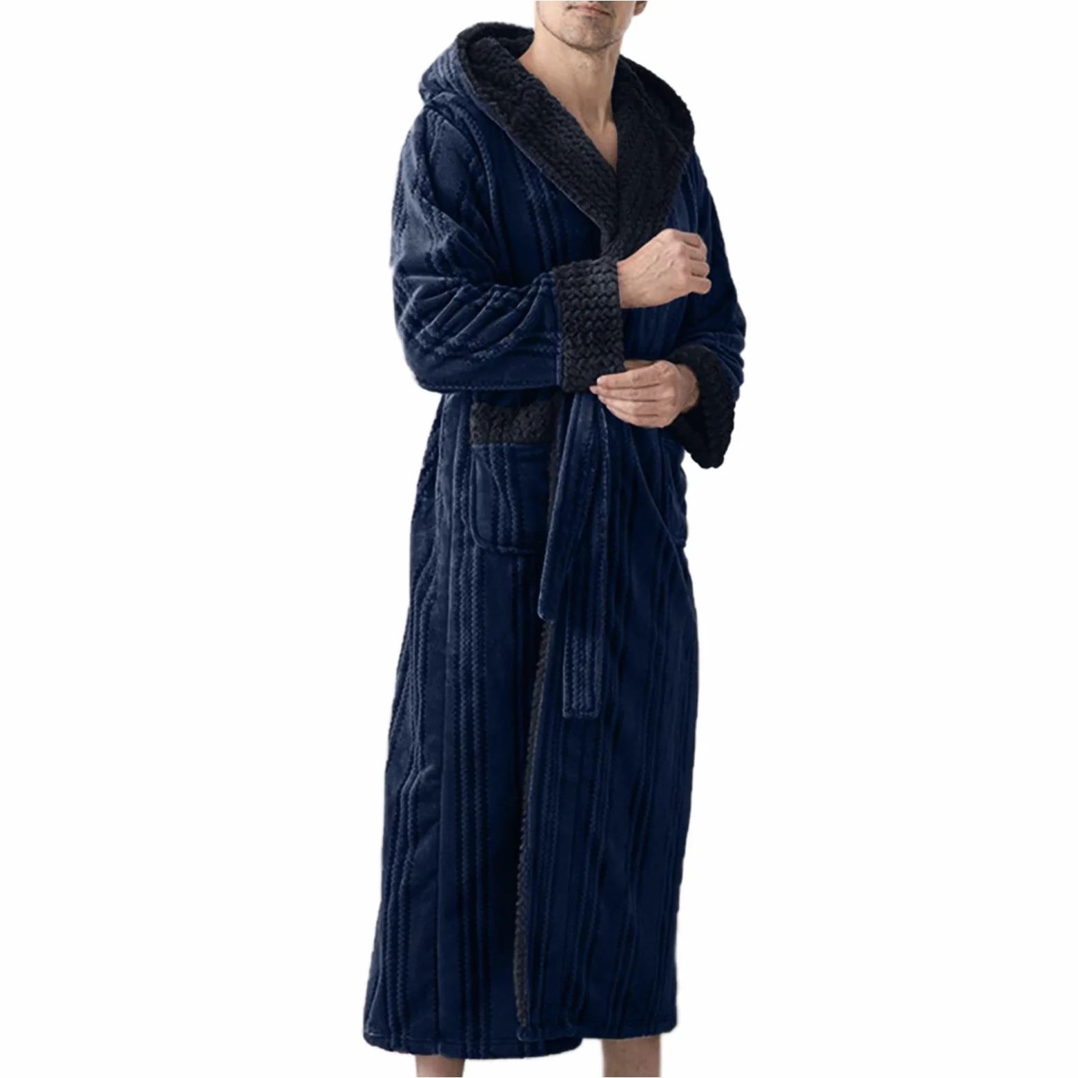 Albornoz Toalla Hombre,Albornoz de otoño/invierno de talla grande para parejas albornoz de vellón jacquard pijama para hombre ropa de casa camisón largo