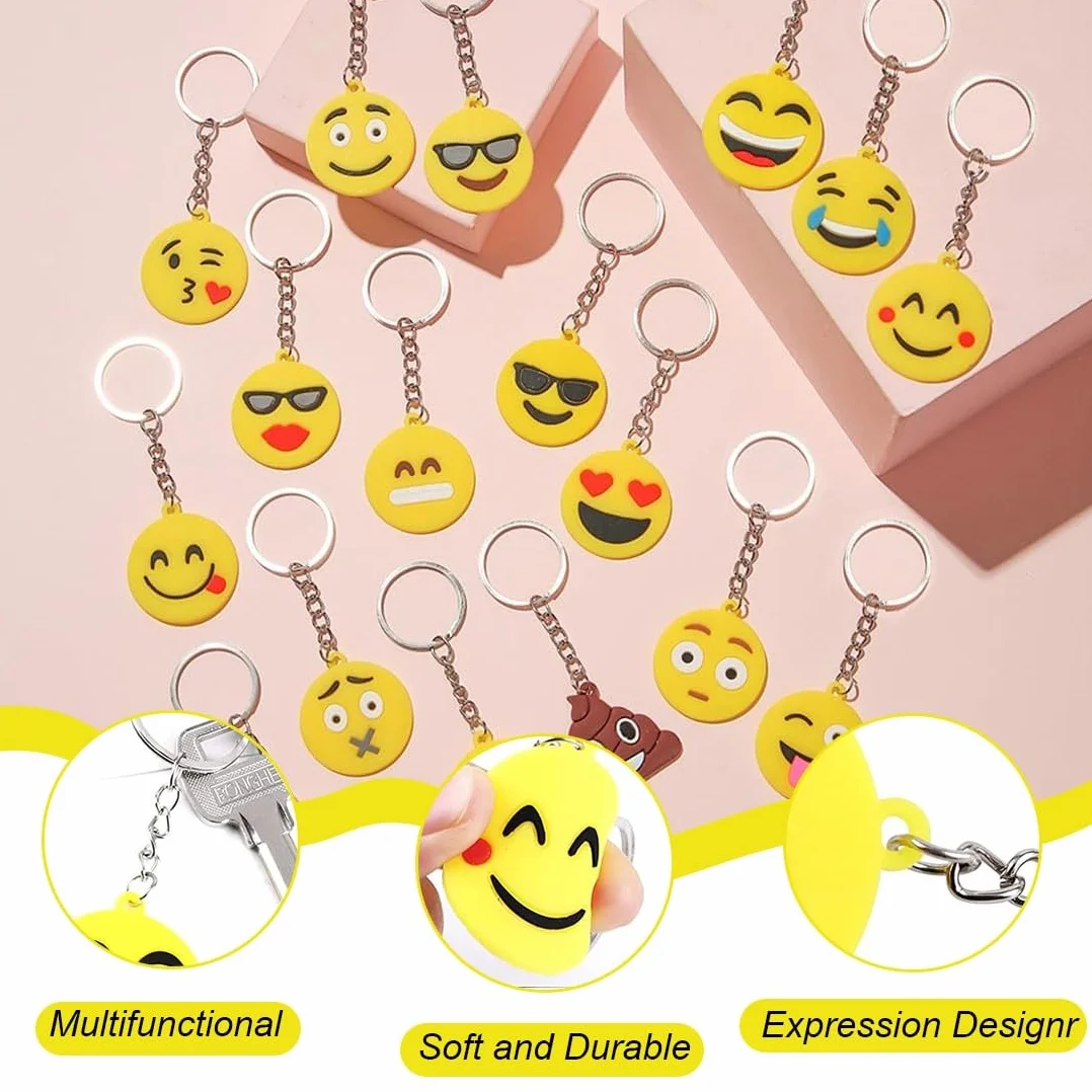 Llavero Emoji 17 Piezas Colgante Patrón Emoticon Decoración Fiesta Cumpleaños Niños