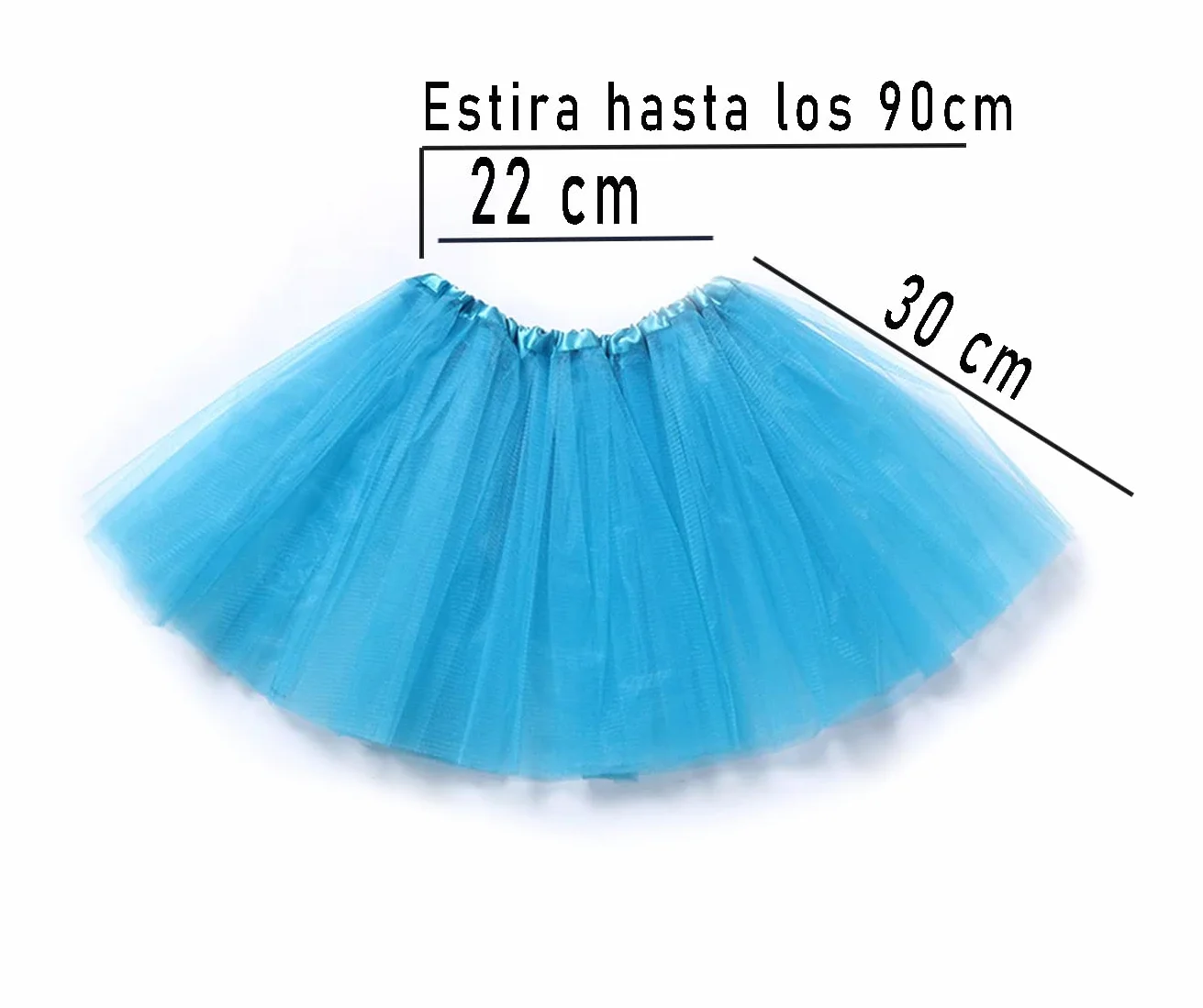 Falda de Tutú para Niñas Tul Ballet 3 Capas Elástica Disfraz Princesa 30cm
