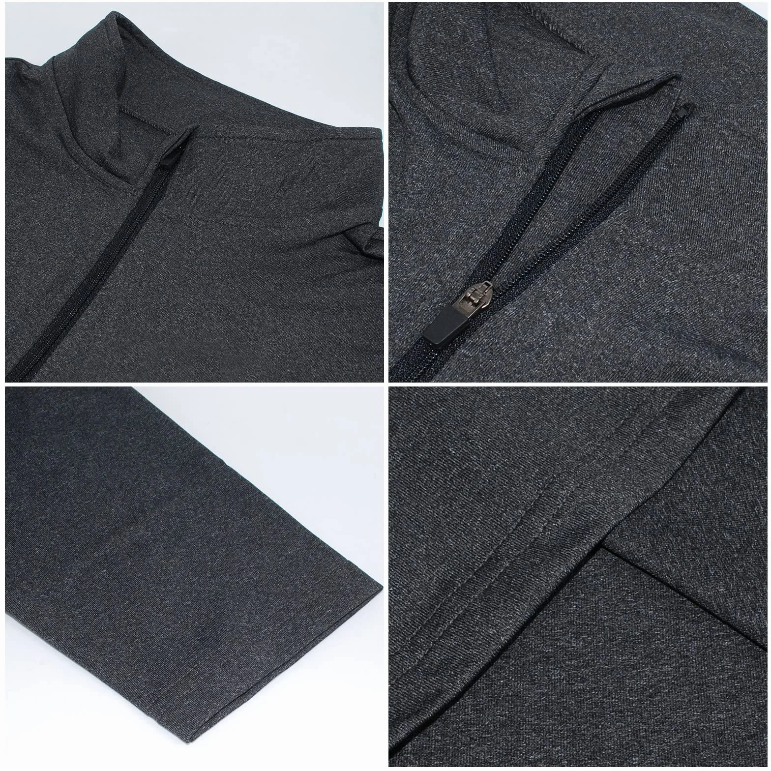 Camiseta deportiva de manga larga con cremallera 1/4 para hombre, secado rápido