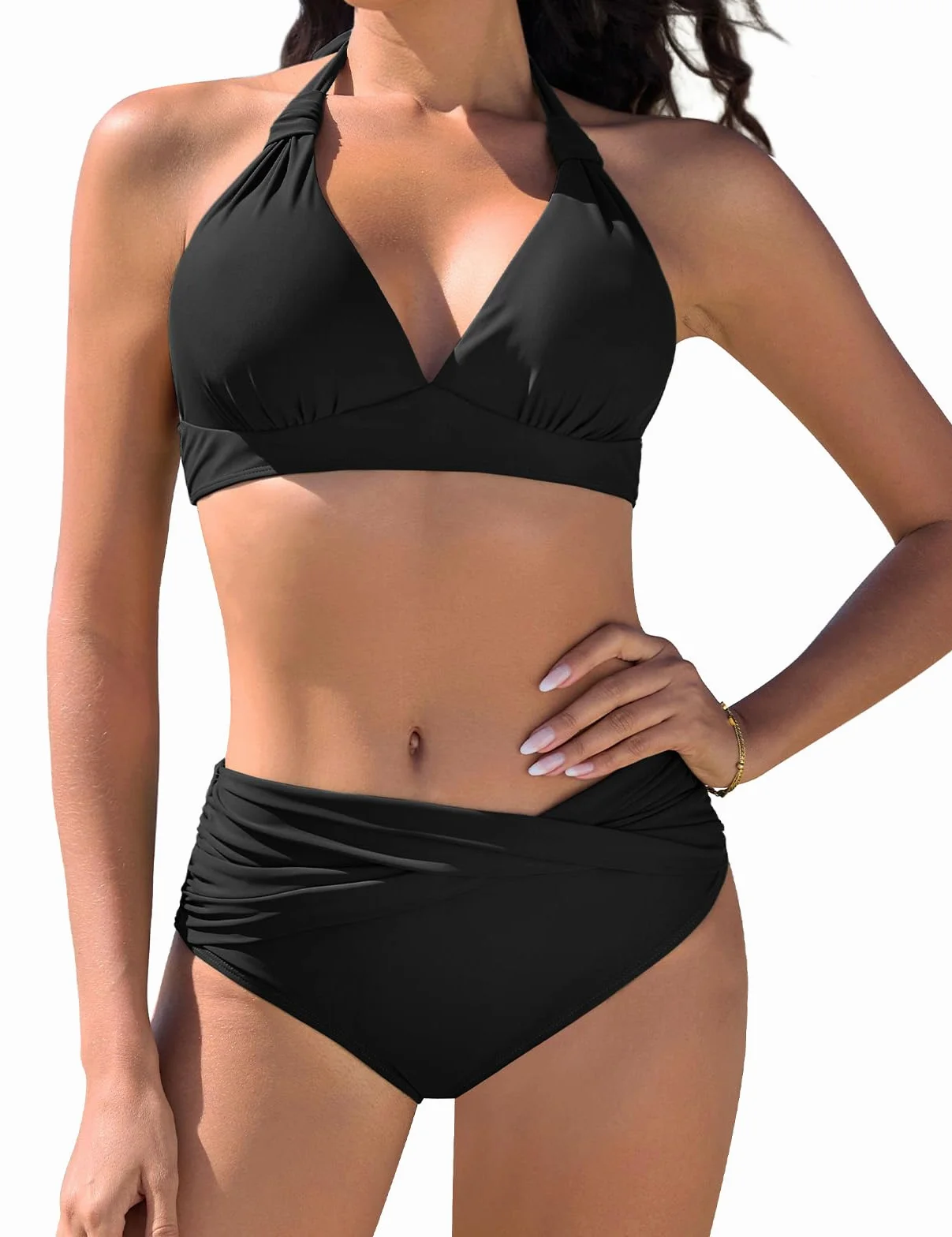 Nadeer Bikinis Mujer Push Up Cuello en V Traje de Baño de Dos Piezas Sexy Halter Conjunto de Bikini Ropa de Playa Verano Piscina