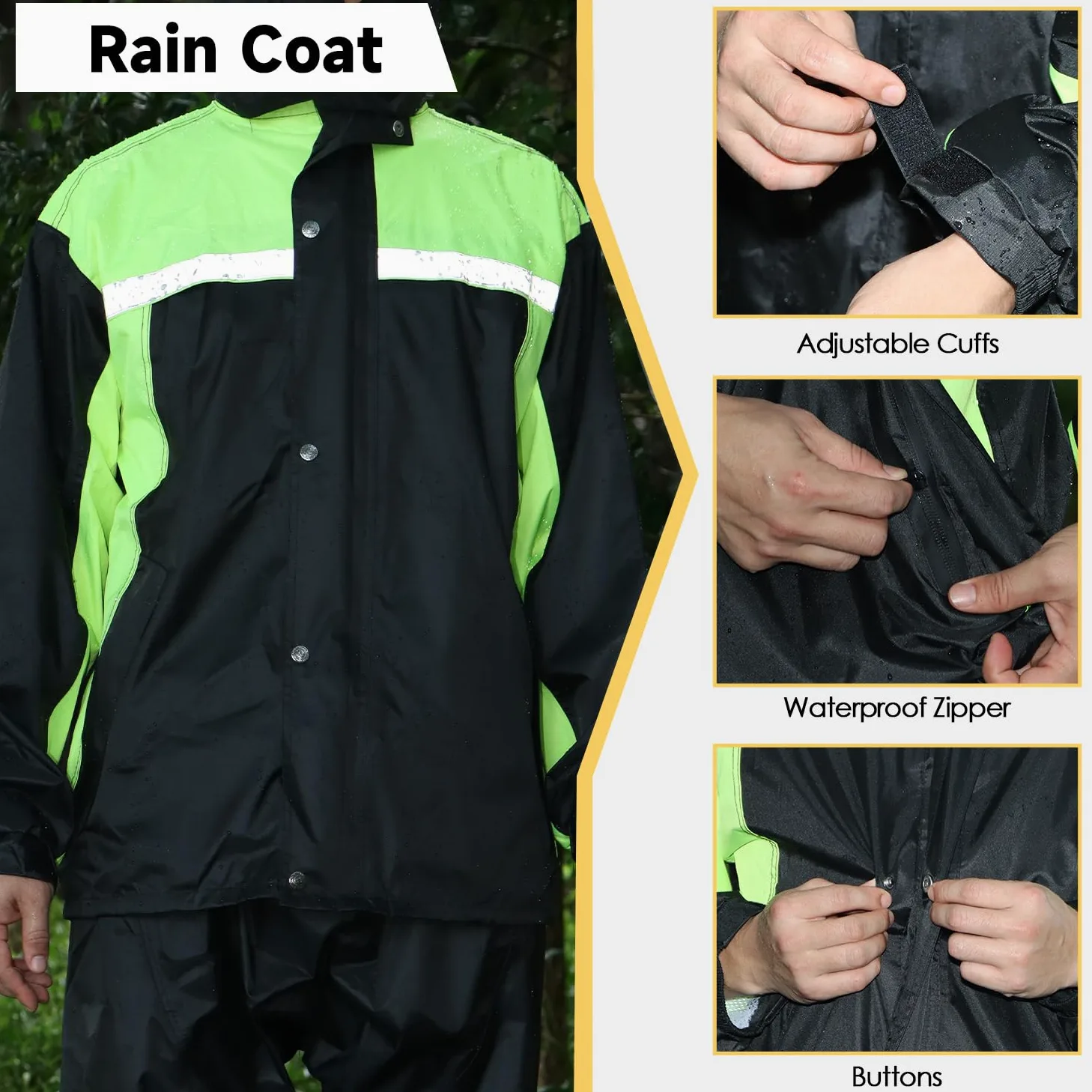 Chaqueta y Pantalones Impermeables para Lluvia para Hombre Traje de Lluvia Ropa Impermeable Profesional Impermeable con Capucha para Motocicleta