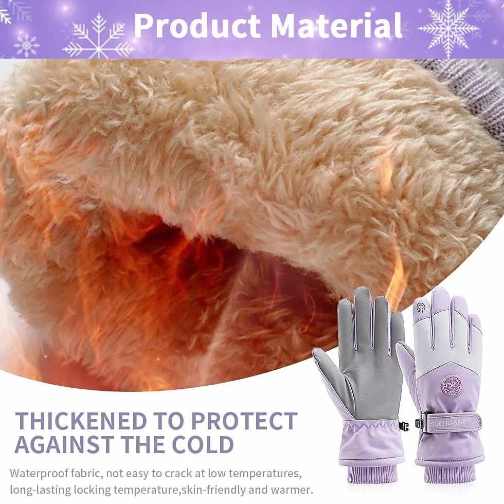 Guantes de Esquí Impermeables Térmicos para Pantalla Táctil Mujer Invierno