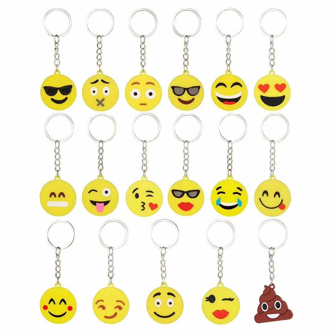 Llavero Emoji 17 Piezas Colgante Patrón Emoticon Decoración Fiesta Cumpleaños Niños