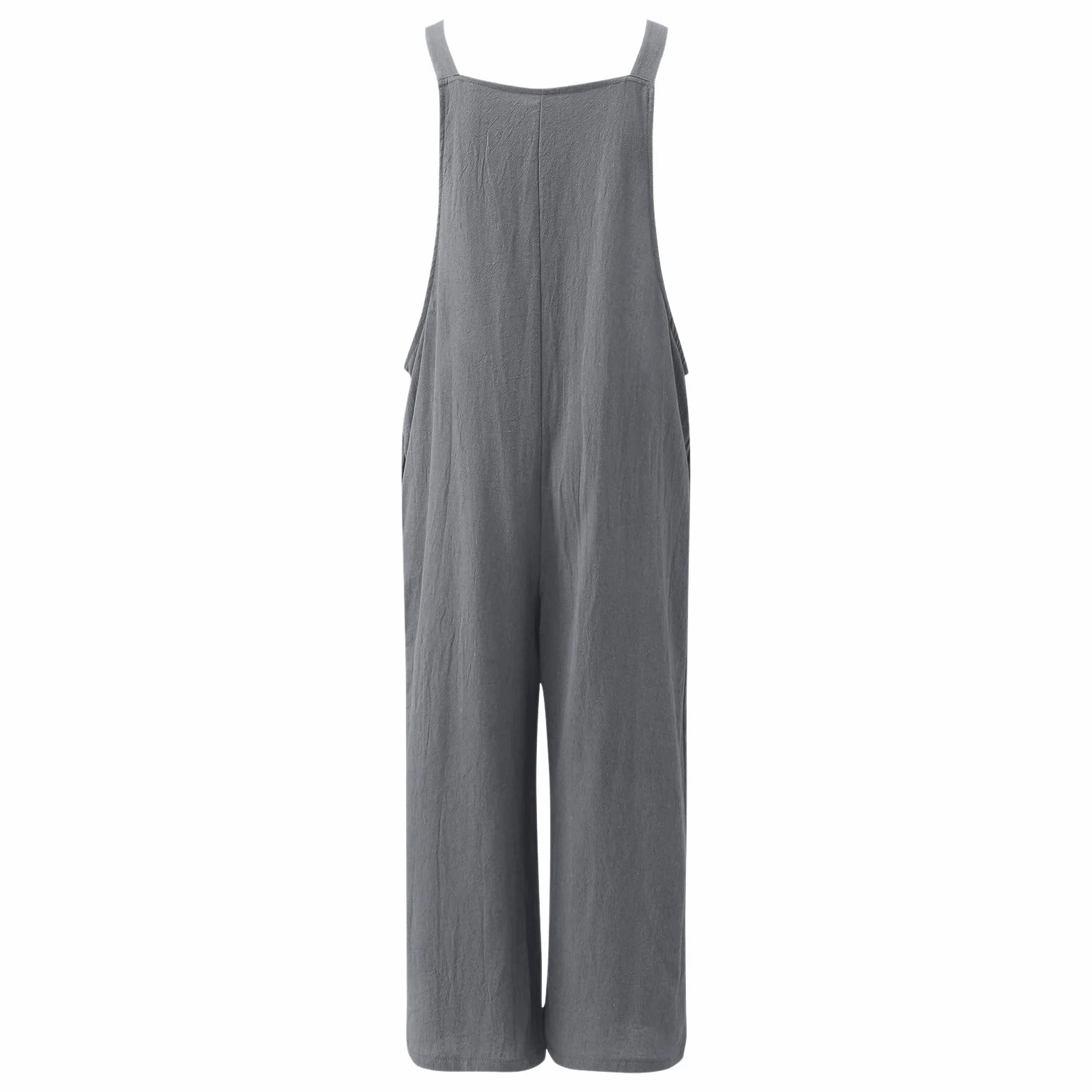 Mono de verano para mujer, ancho, holgado, peto de algodón con bolsillos, elástico