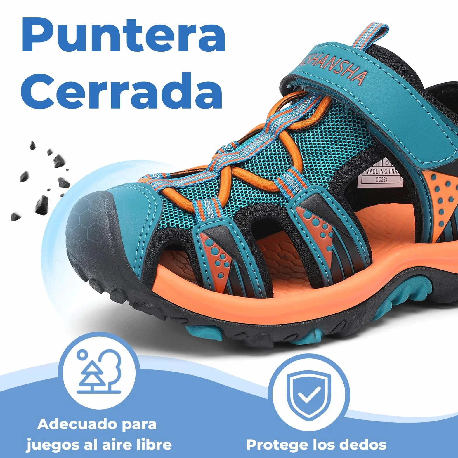Mishansha Sandalias de Verano para Niños con Puntera Cerrada Resistentes y Cómodas para Actividades Al Aire Libre,25-38