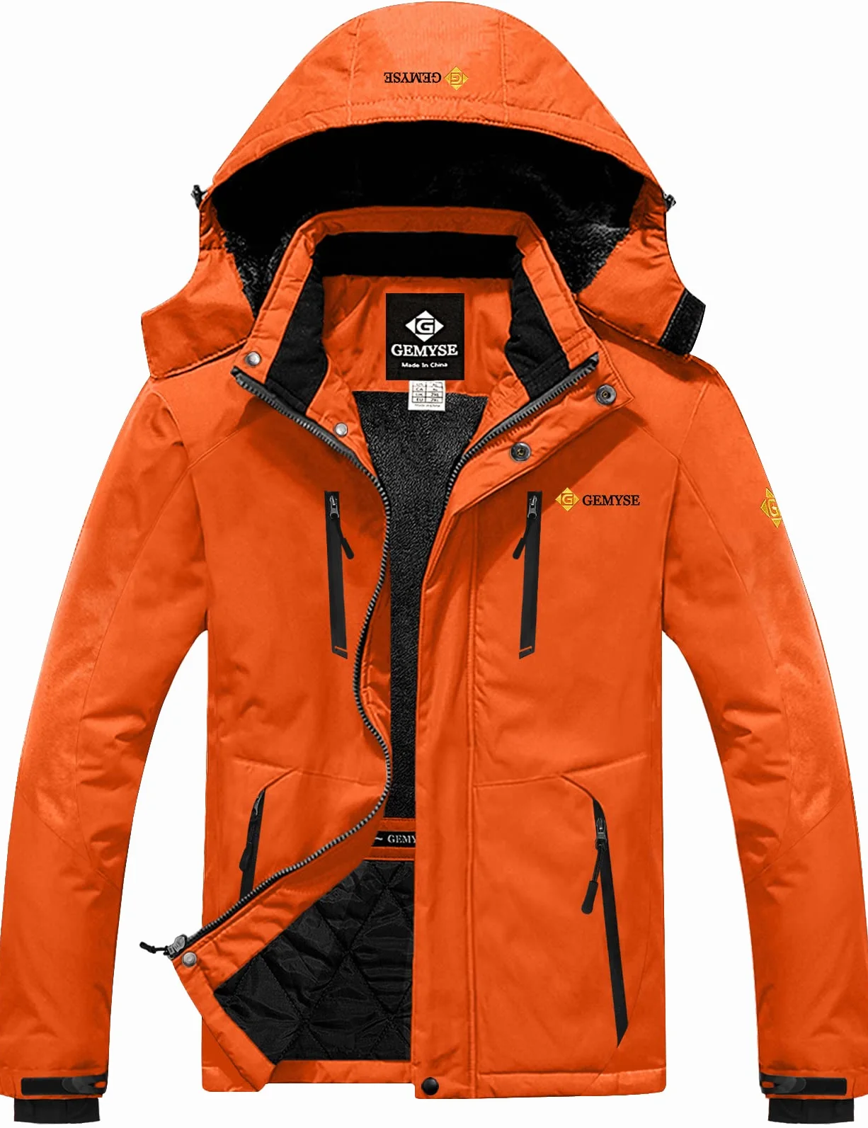 GEMYSE Chaqueta de Esquí Impermeable de Montaña para Hombre Abrigo de Invierno Antiviento con Capucha